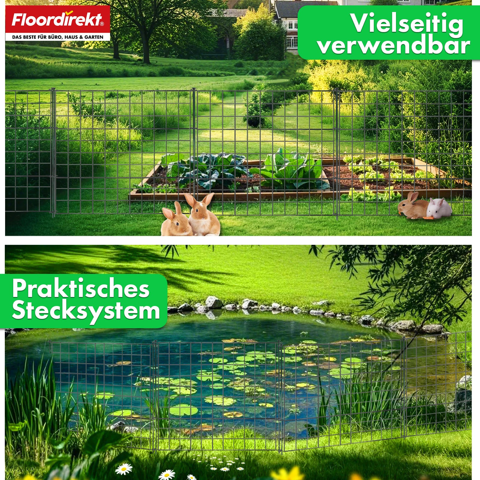 Metalen hek | Pablo | 5-delige metalen plug-in hekwerkset | Uitbreidbaar voor tuin, vijver & dieren