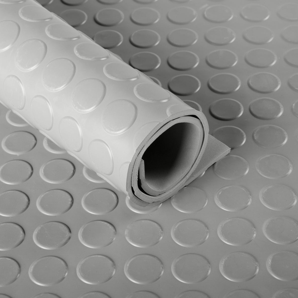 Rubberloper | Grijs | Rubbermat met platte noppen | Dikte: 3 mm