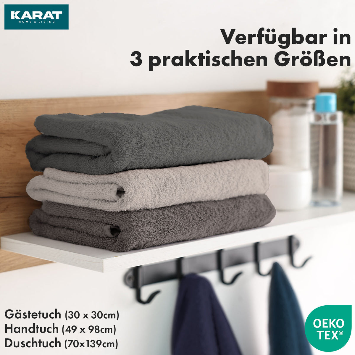 Bay handdoekset | 8-delige set van 100% katoenen handdoeken | 2 x badhanddoek, 2 x handdoek en 4 x zeepdoekje