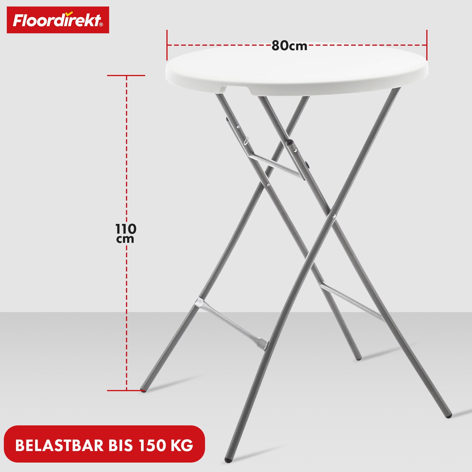 Klaptafel | Nagano | Ronde witte opvouwbare tuintafel | 80 cm diameter