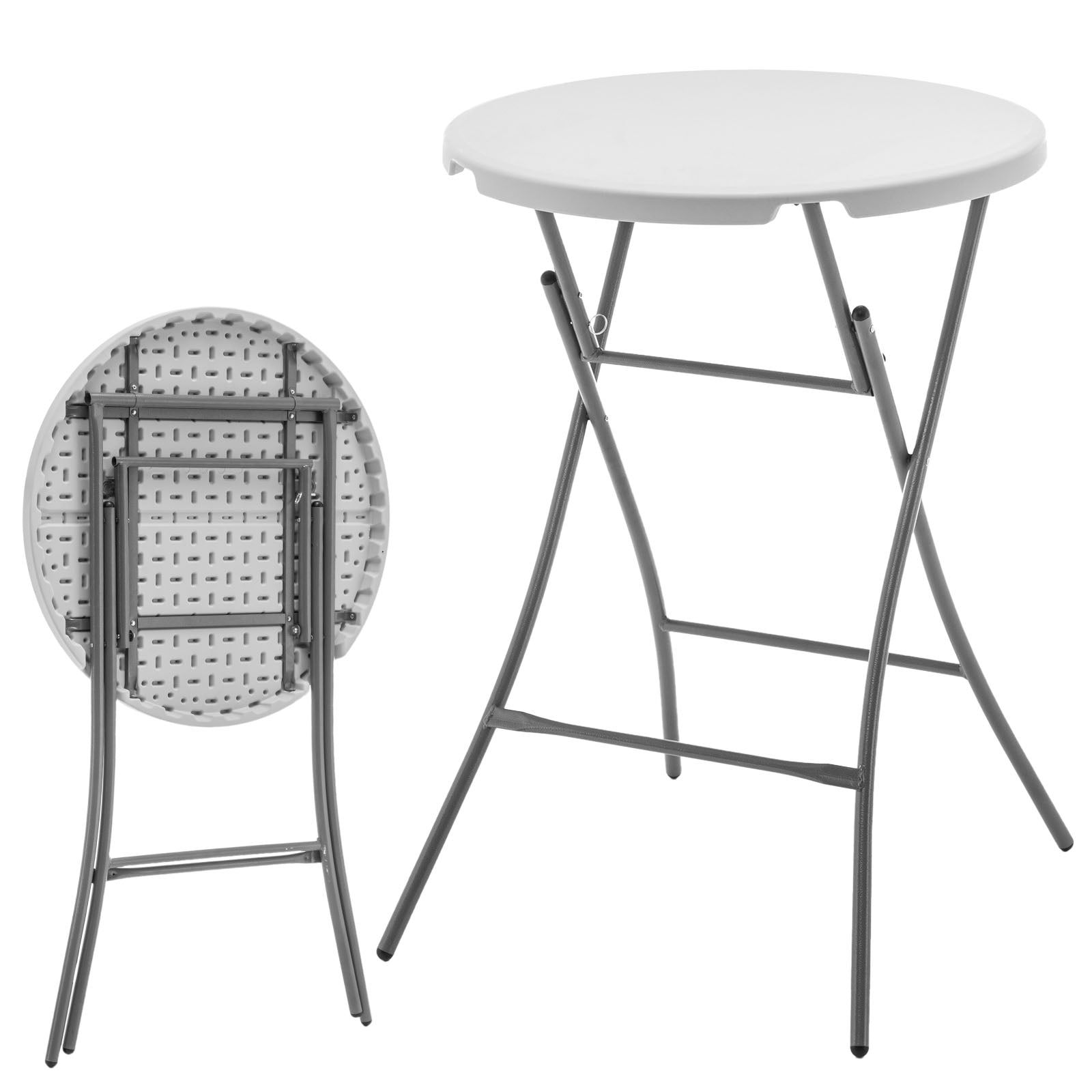 Klaptafel | Nagano | Ronde witte opvouwbare tuintafel | 80 cm diameter