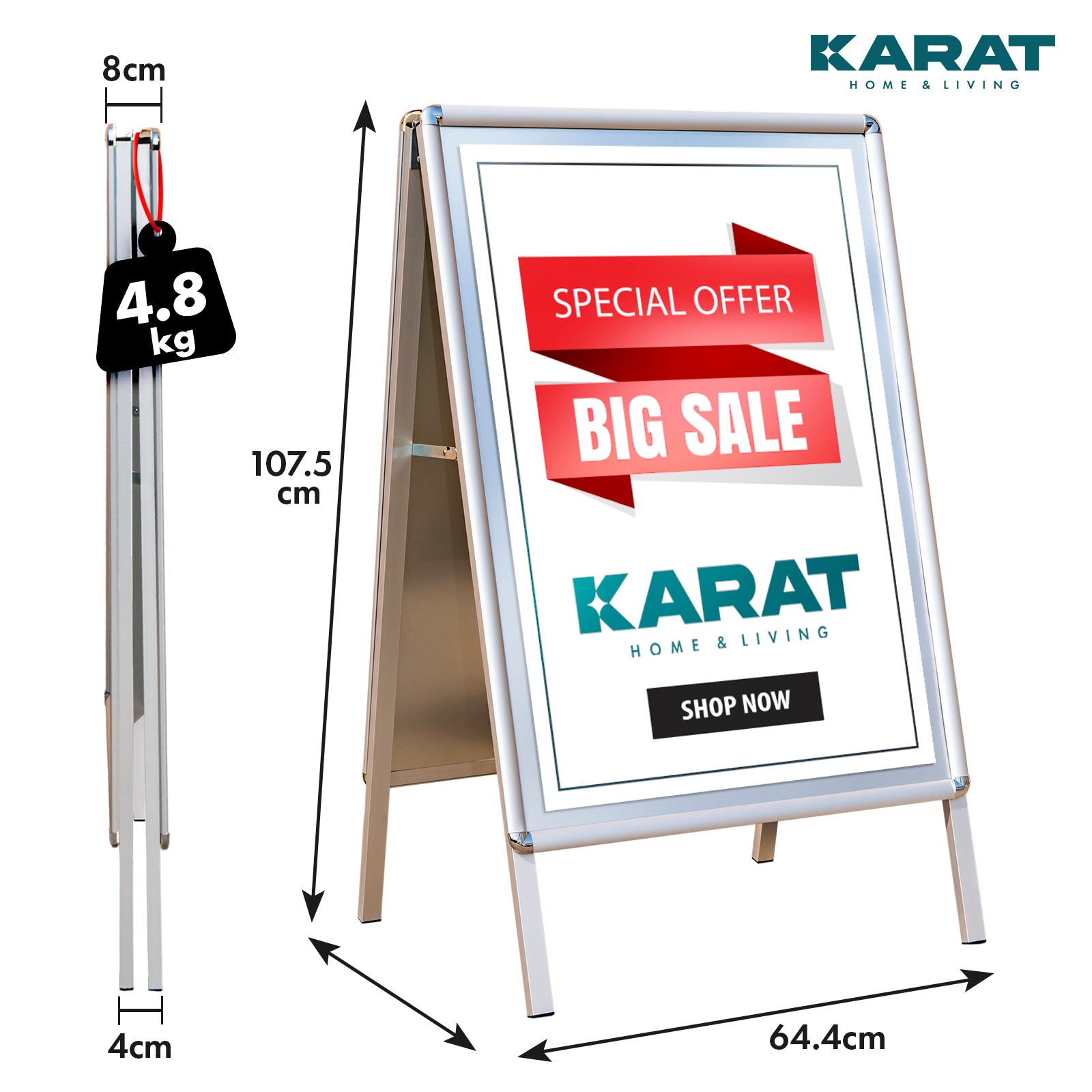 Klantstopper | Voor 2 posters aan beide zijden | Stevig en weerbestendig | Formaat: A1