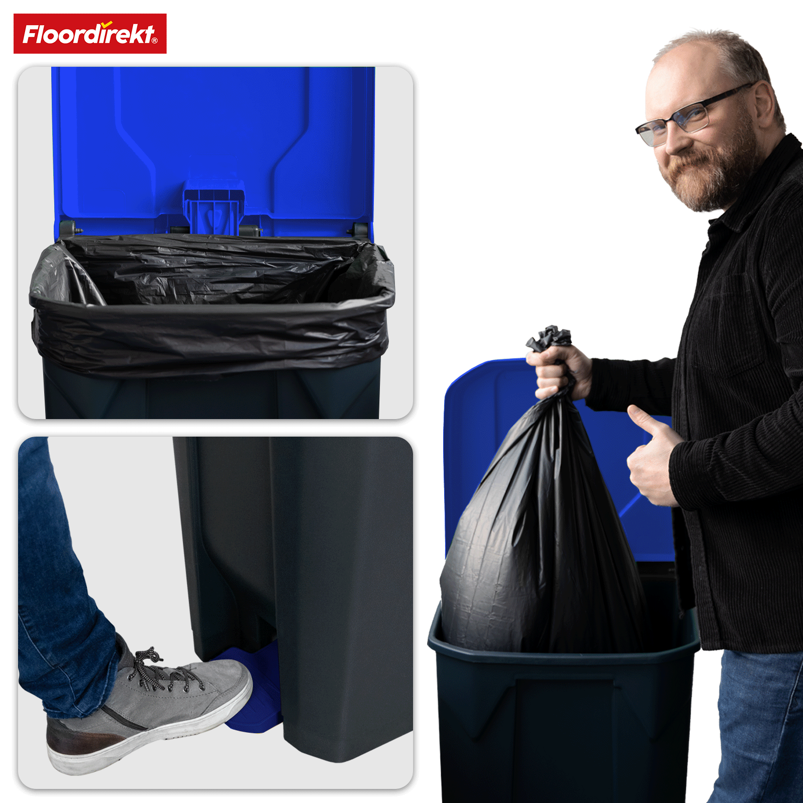 Afvalemmer | Olaf | Robuuste step-on afvalemmer | Voor huishoudelijk, kantoor & commercieel gebruik | Diverse kleuren & maten