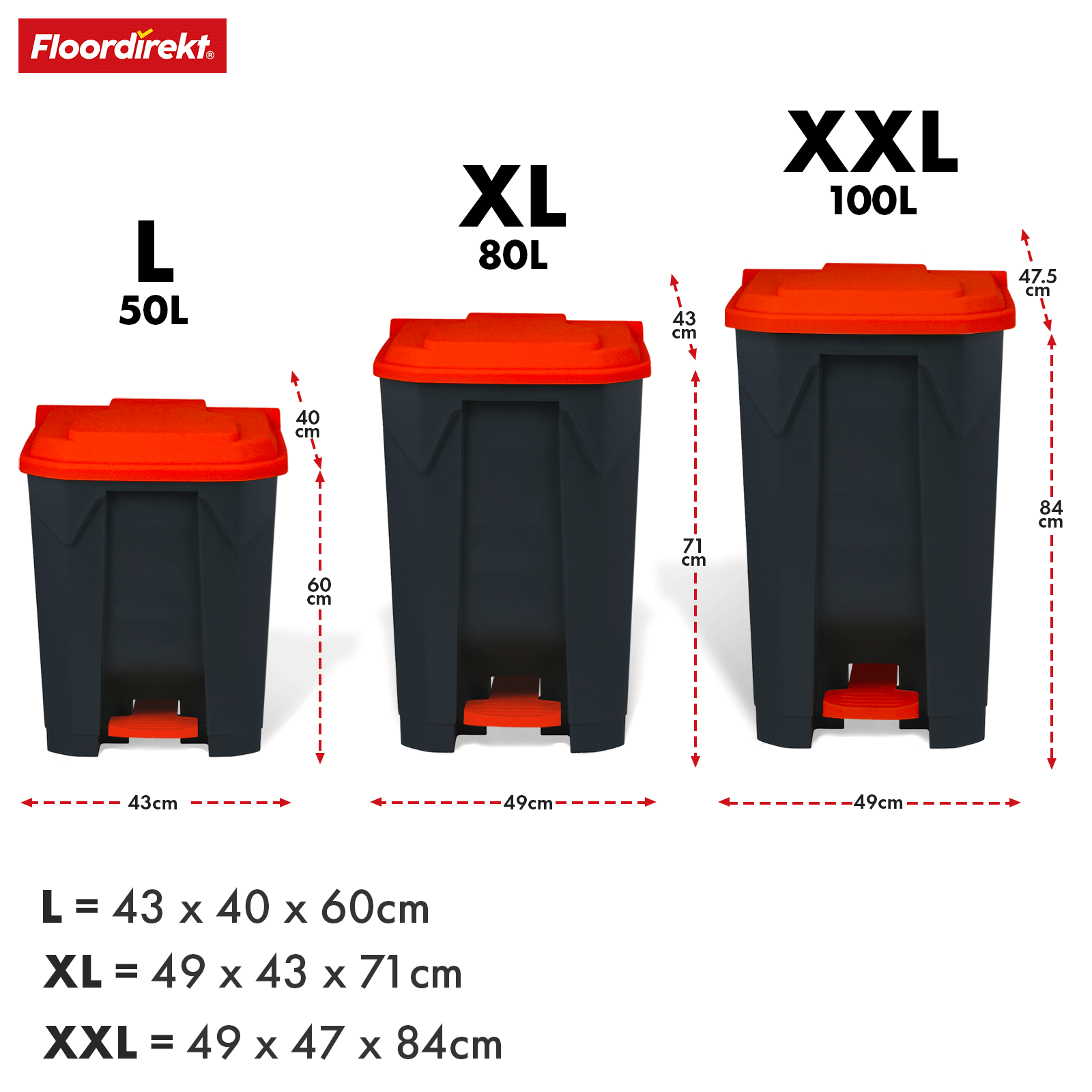 Afvalemmer | Olaf | Robuuste step-on afvalemmer | Voor huishoudelijk, kantoor & commercieel gebruik | Diverse kleuren & maten