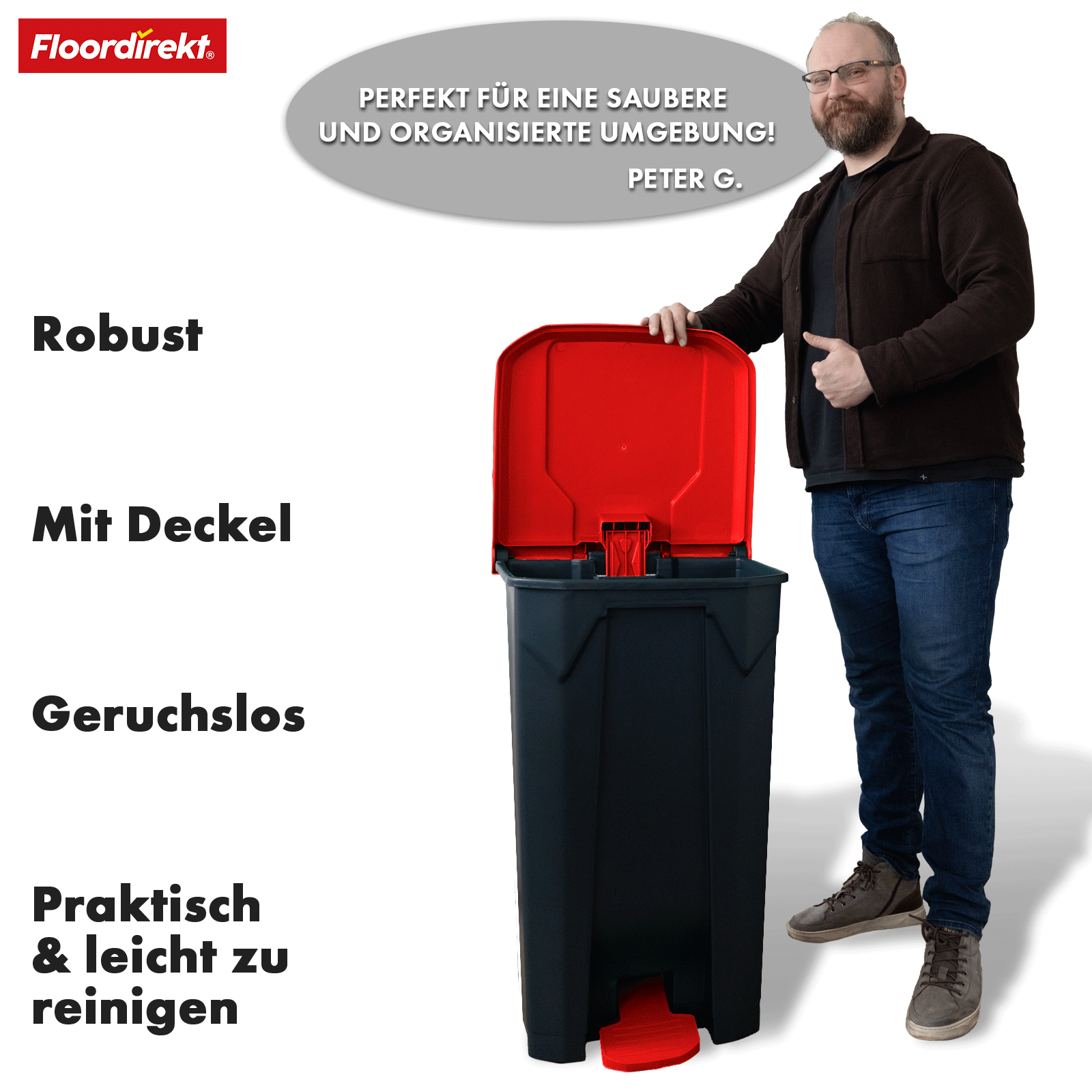 Afvalemmer | Olaf | Robuuste step-on afvalemmer | Voor huishoudelijk, kantoor & commercieel gebruik | Diverse kleuren & maten