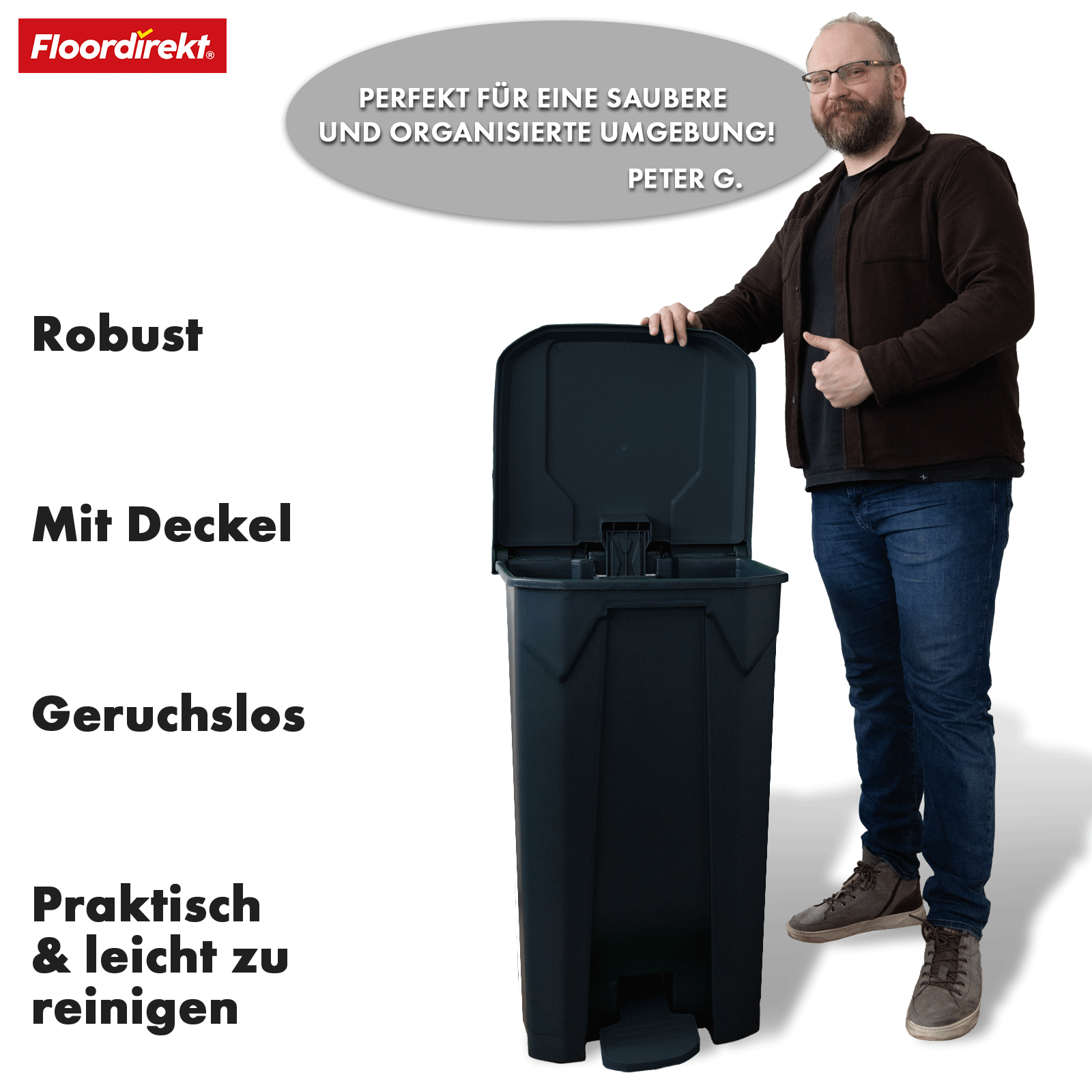 Afvalemmer | Olaf | Robuuste step-on afvalemmer | Voor huishoudelijk, kantoor & commercieel gebruik | Diverse kleuren & maten