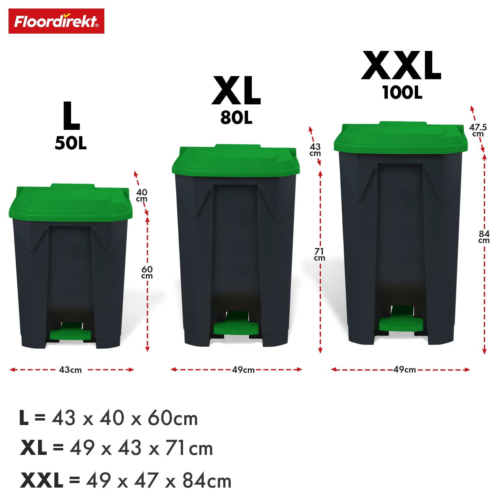 Afvalemmer | Olaf | Robuuste step-on afvalemmer | Voor huishoudelijk, kantoor & commercieel gebruik | Diverse kleuren & maten