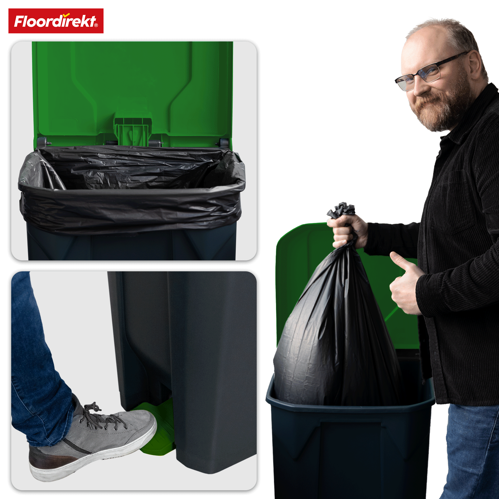 Afvalemmer | Olaf | Robuuste step-on afvalemmer | Voor huishoudelijk, kantoor & commercieel gebruik | Diverse kleuren & maten