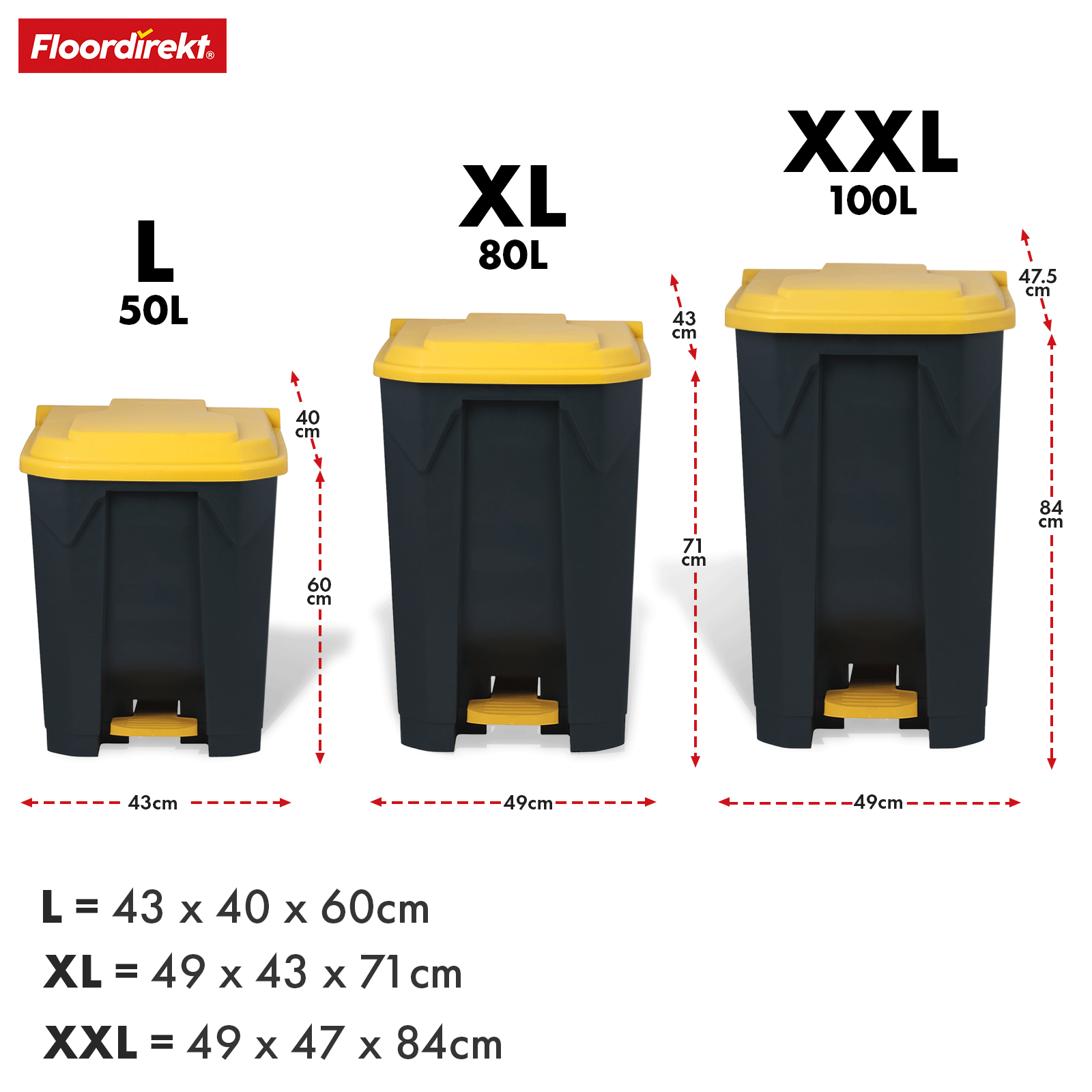 Afvalemmer | Olaf | Robuuste step-on afvalemmer | Voor huishoudelijk, kantoor & commercieel gebruik | Diverse kleuren & maten