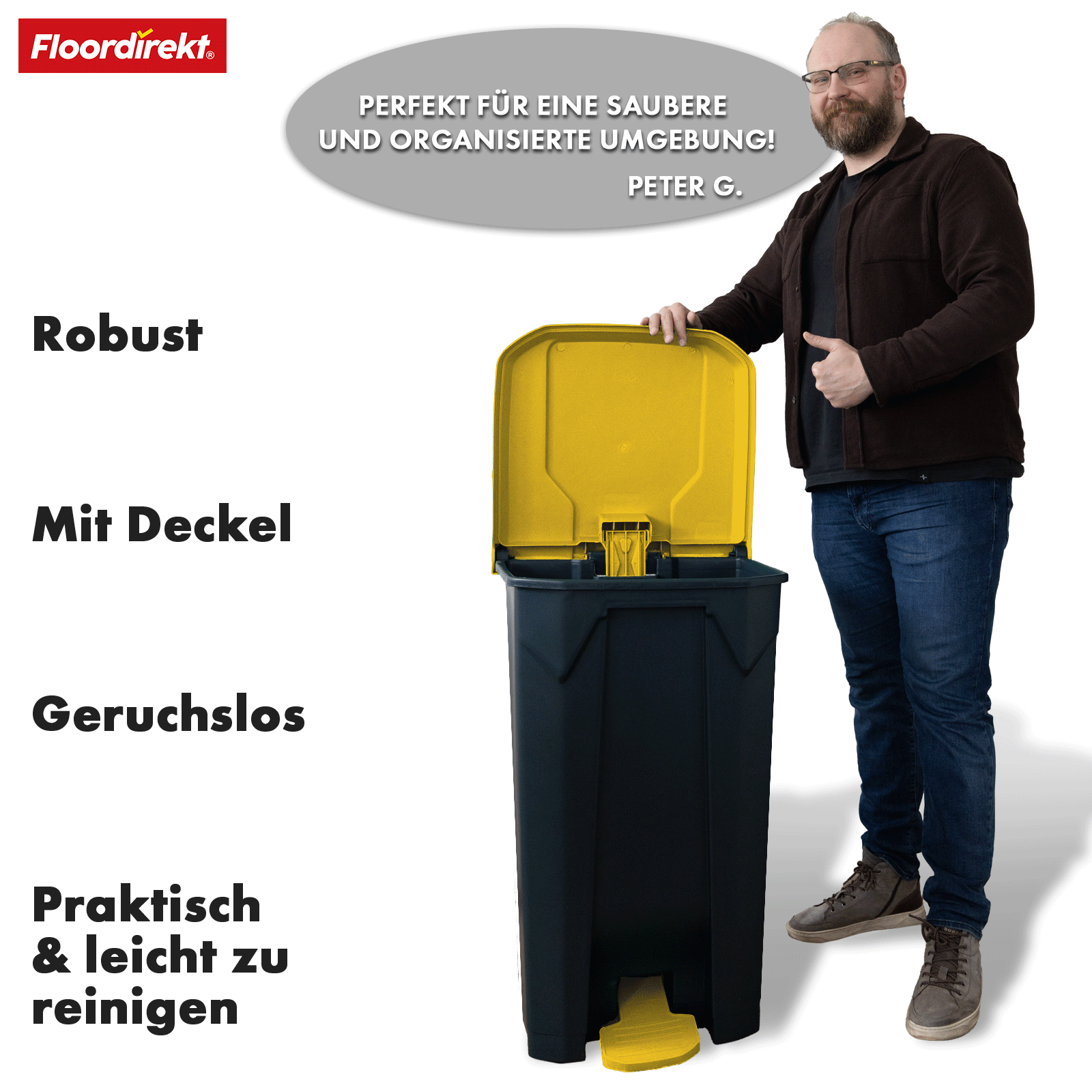 Afvalemmer | Olaf | Robuuste step-on afvalemmer | Voor huishoudelijk, kantoor & commercieel gebruik | Diverse kleuren & maten