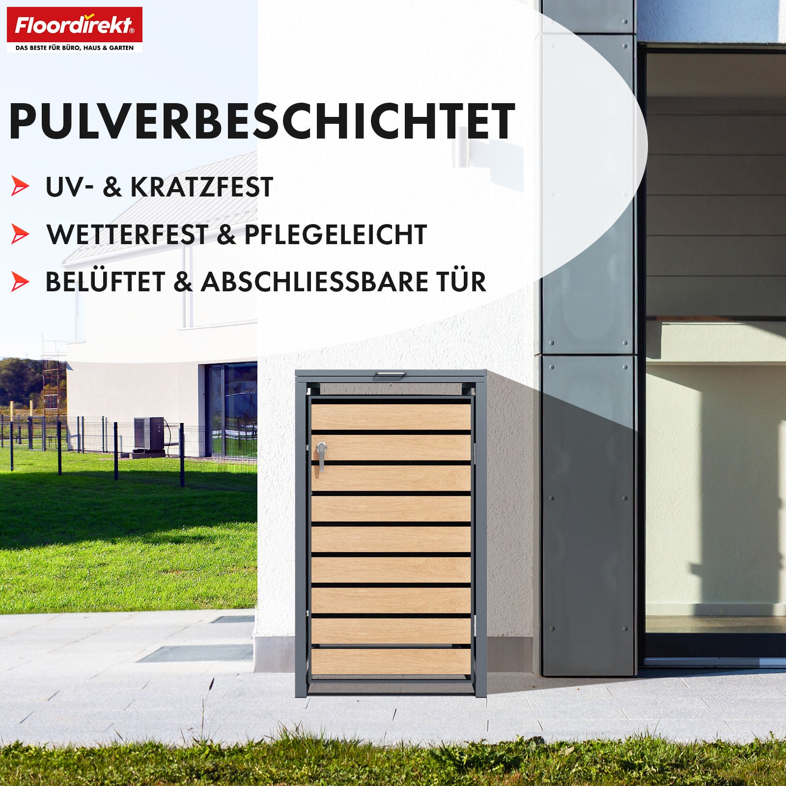 Afvalemmerbox | Johan | Antracietkleurige afvalemmerbehuizing met houten decor en robuust roestvrijstalen frame | 1-3 deuren | Afvalemmeropslag voor 60-240 liter