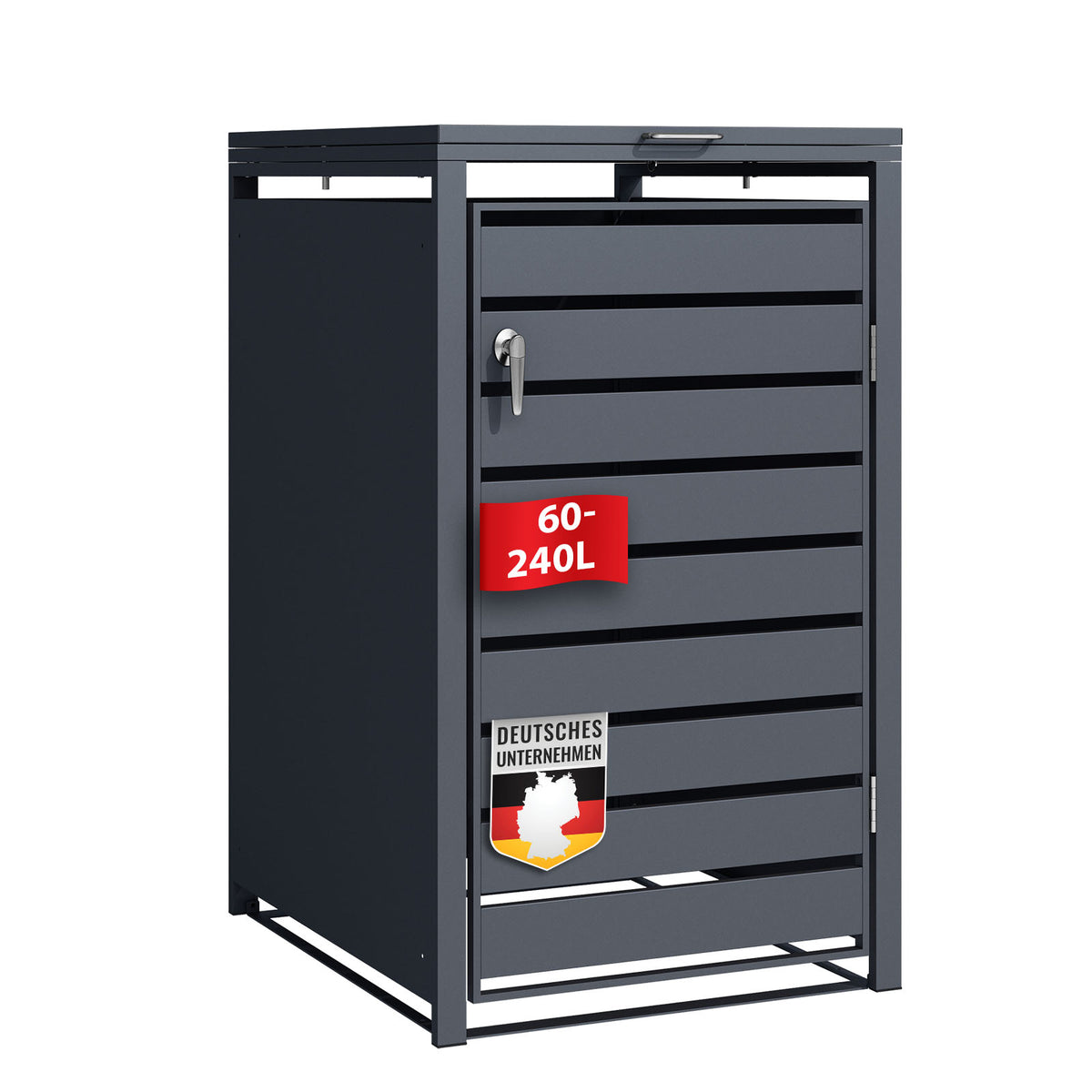 Afvalemmerbox | Magnus | Weerbestendige antracietkleurige afvalemmerbekleding met roestvrijstalen frame | 1-3 deuren | Geschikt voor 60-240 L afvalemmers