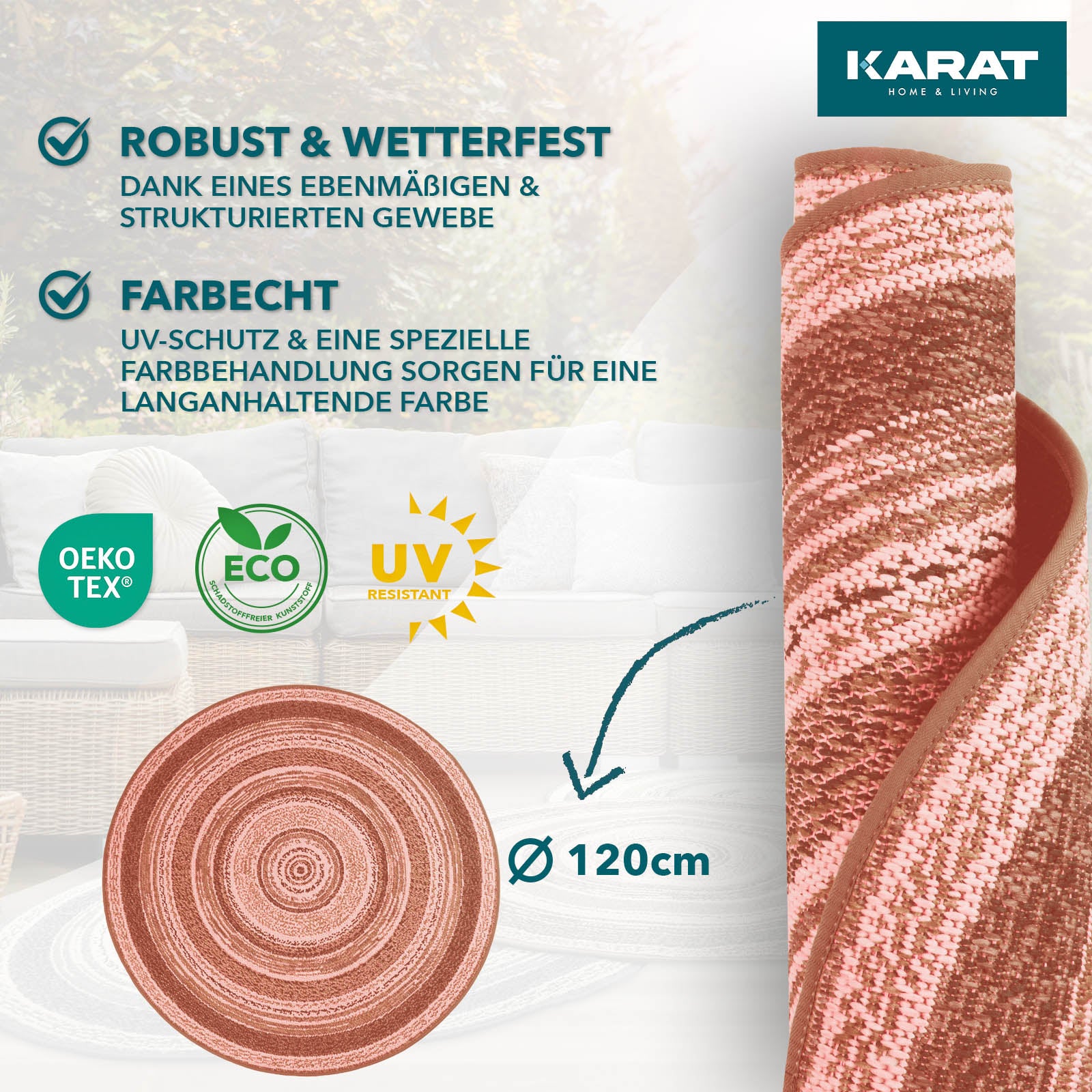 Karat Outdoor Vloerkleed Zoë | 7 Kleuren | Rond