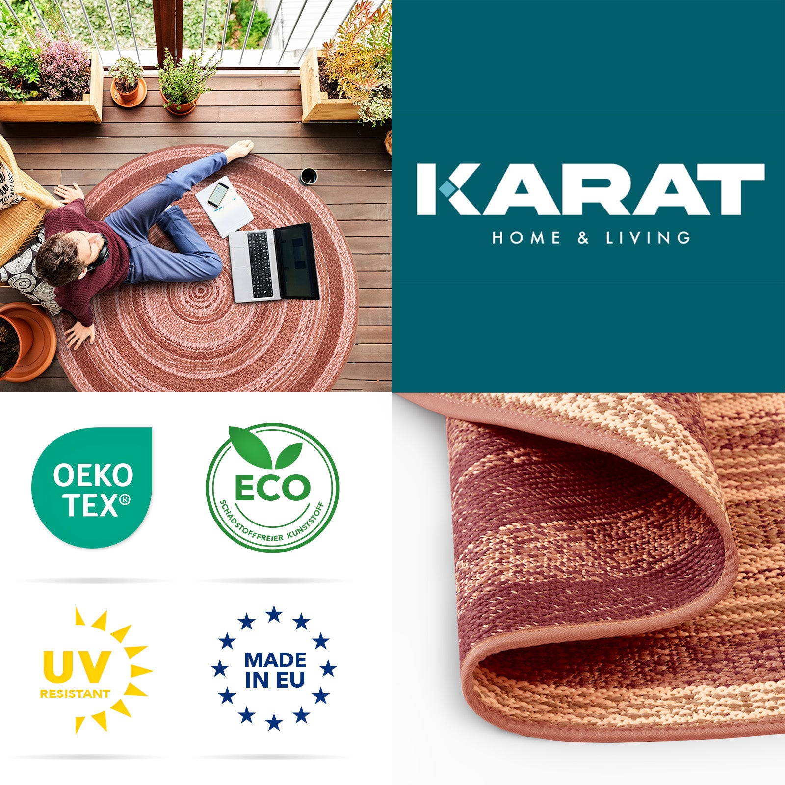 Karat Outdoor Vloerkleed Zoë | 7 Kleuren | Rond