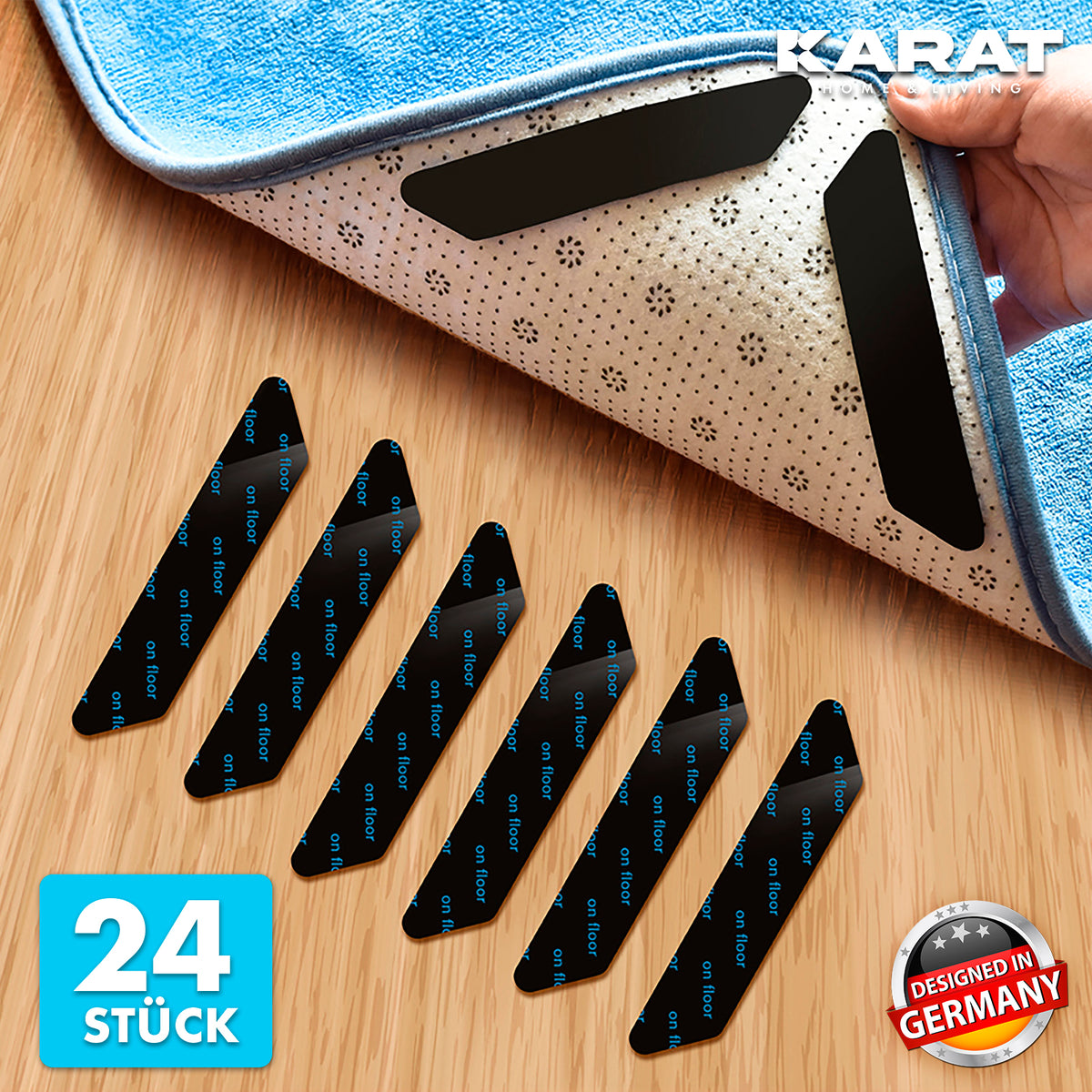 Antislip ondertapijt voor tapijt | Louis | Antislip ondertapijt | 2,5 x 13 cm | 24 stuks