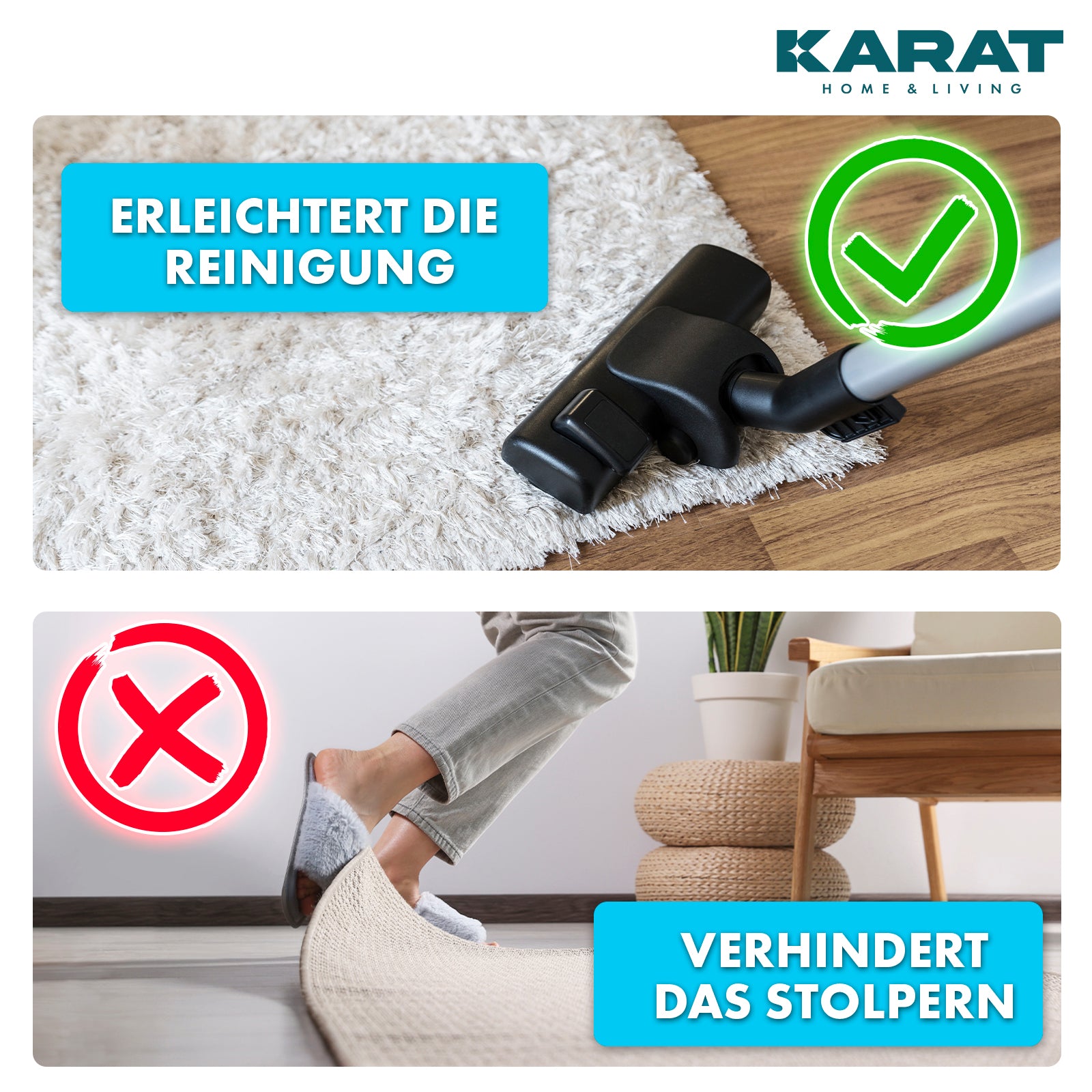 Antislip ondertapijt voor tapijt | Louis | Antislip ondertapijt | 2,5 x 13 cm | 24 stuks