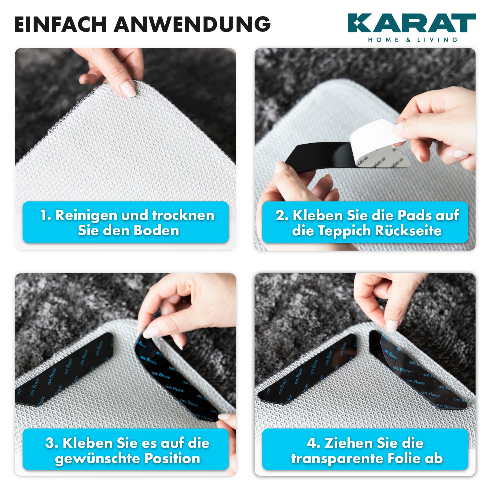 Antislip ondertapijt voor tapijt | Louis | Antislip ondertapijt | 2,5 x 13 cm | 24 stuks