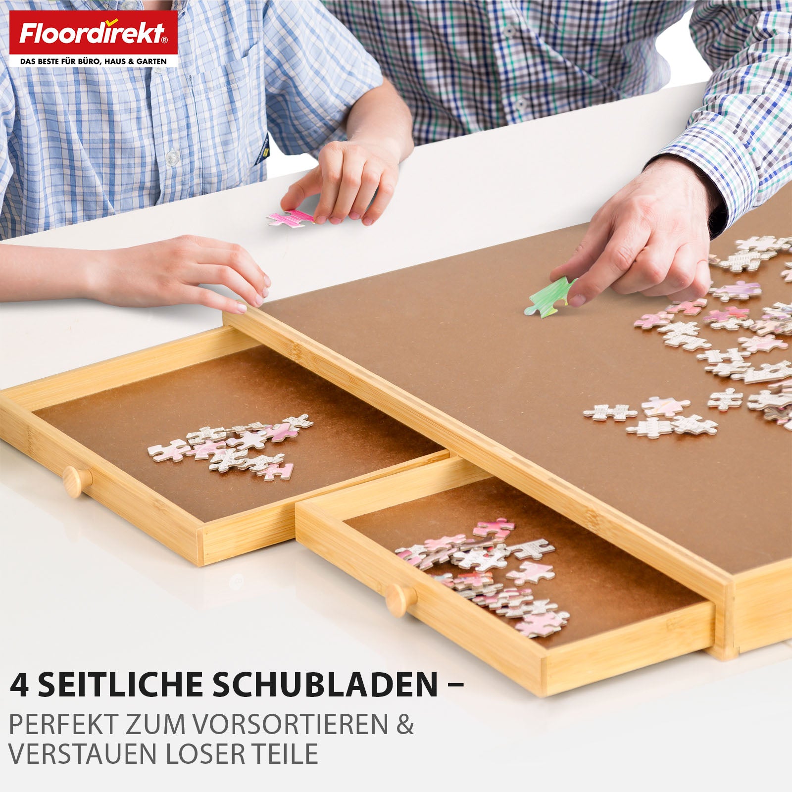 Puzzeltafel | Yukon | Compacte puzzelbasis met lades gemaakt van bamboe & MDF | Voor maximaal 1000 stukjes
