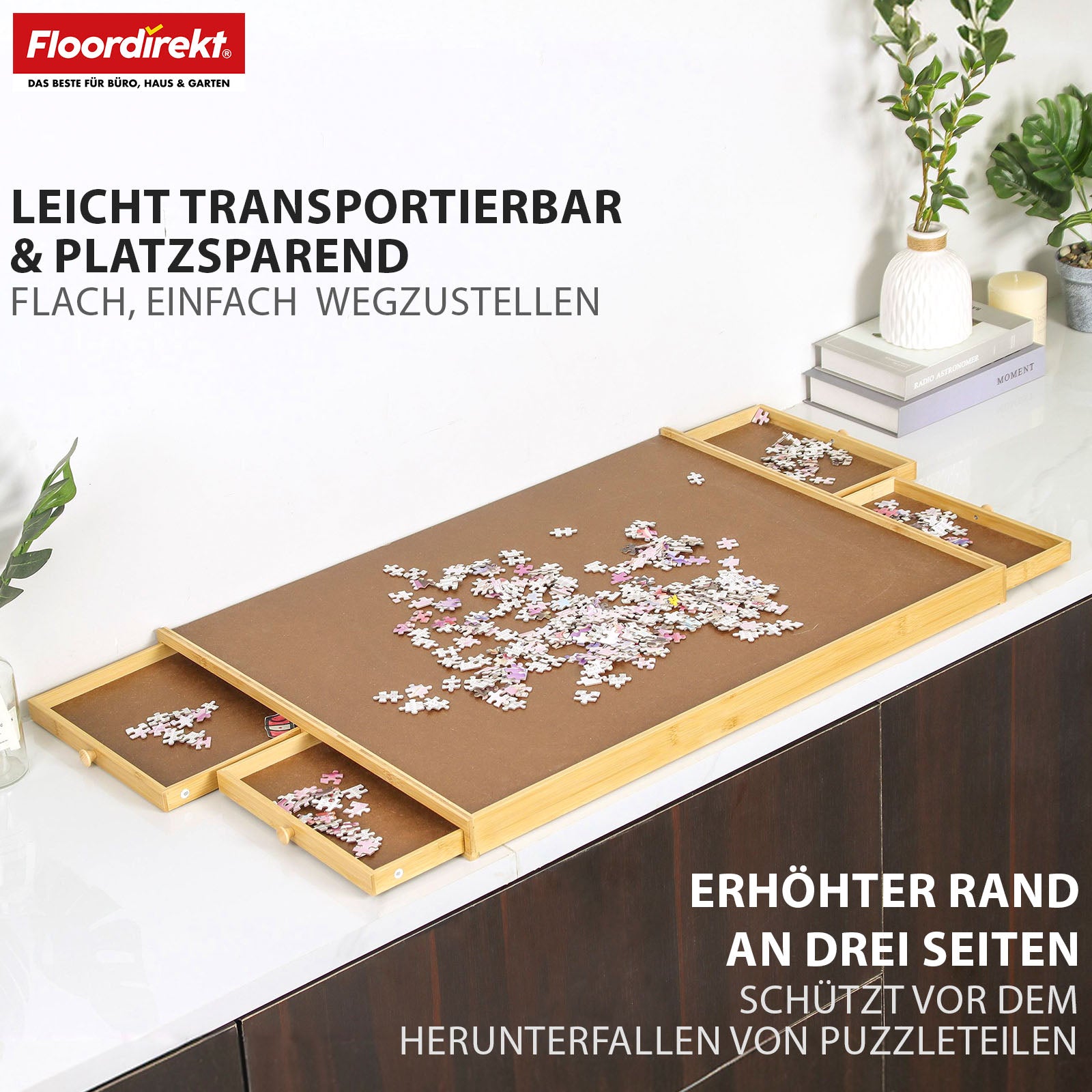 Puzzeltafel | Yukon | Compacte puzzelbasis met lades gemaakt van bamboe & MDF | Voor maximaal 1000 stukjes