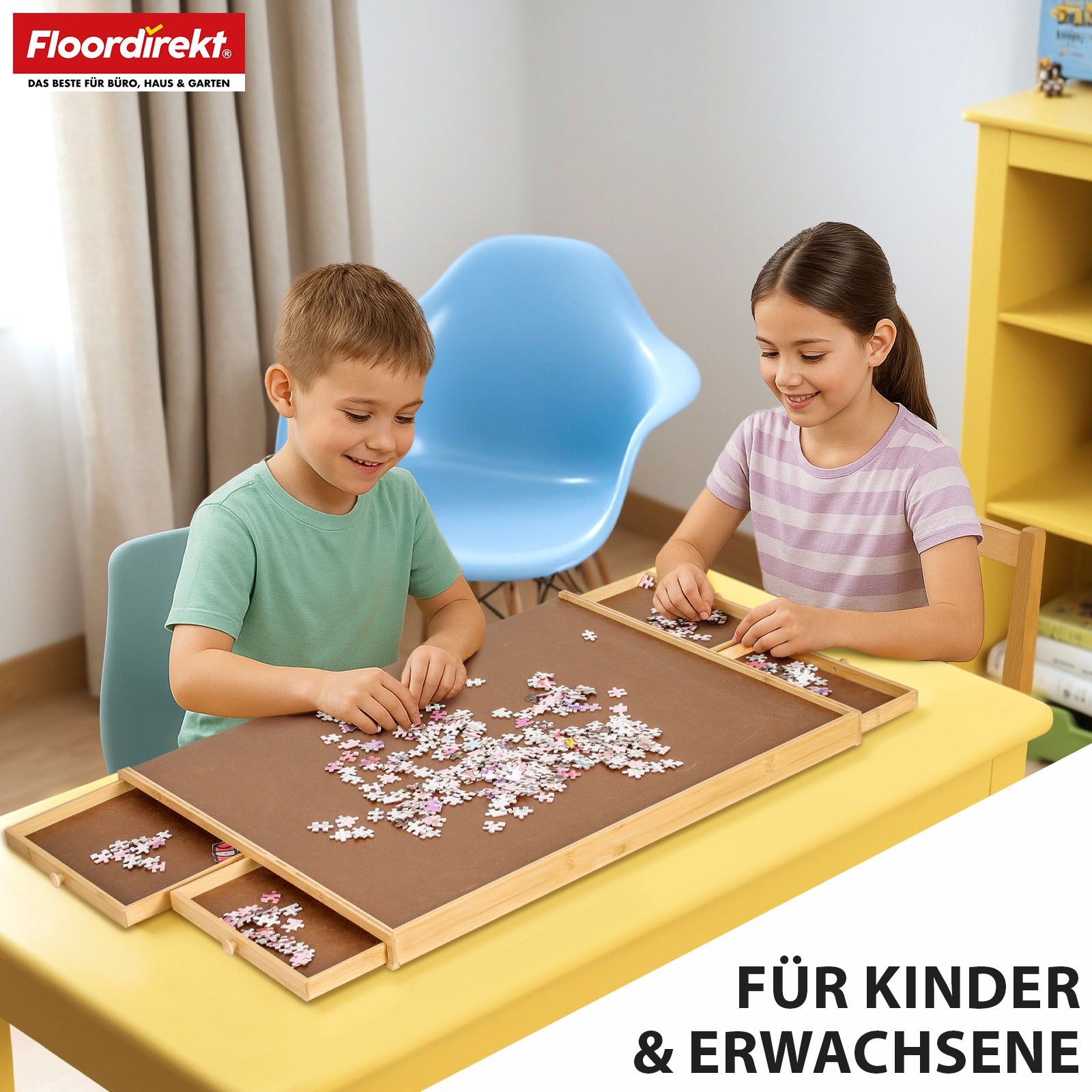 Puzzeltafel | Yukon | Compacte puzzelbasis met lades gemaakt van bamboe & MDF | Voor maximaal 1000 stukjes