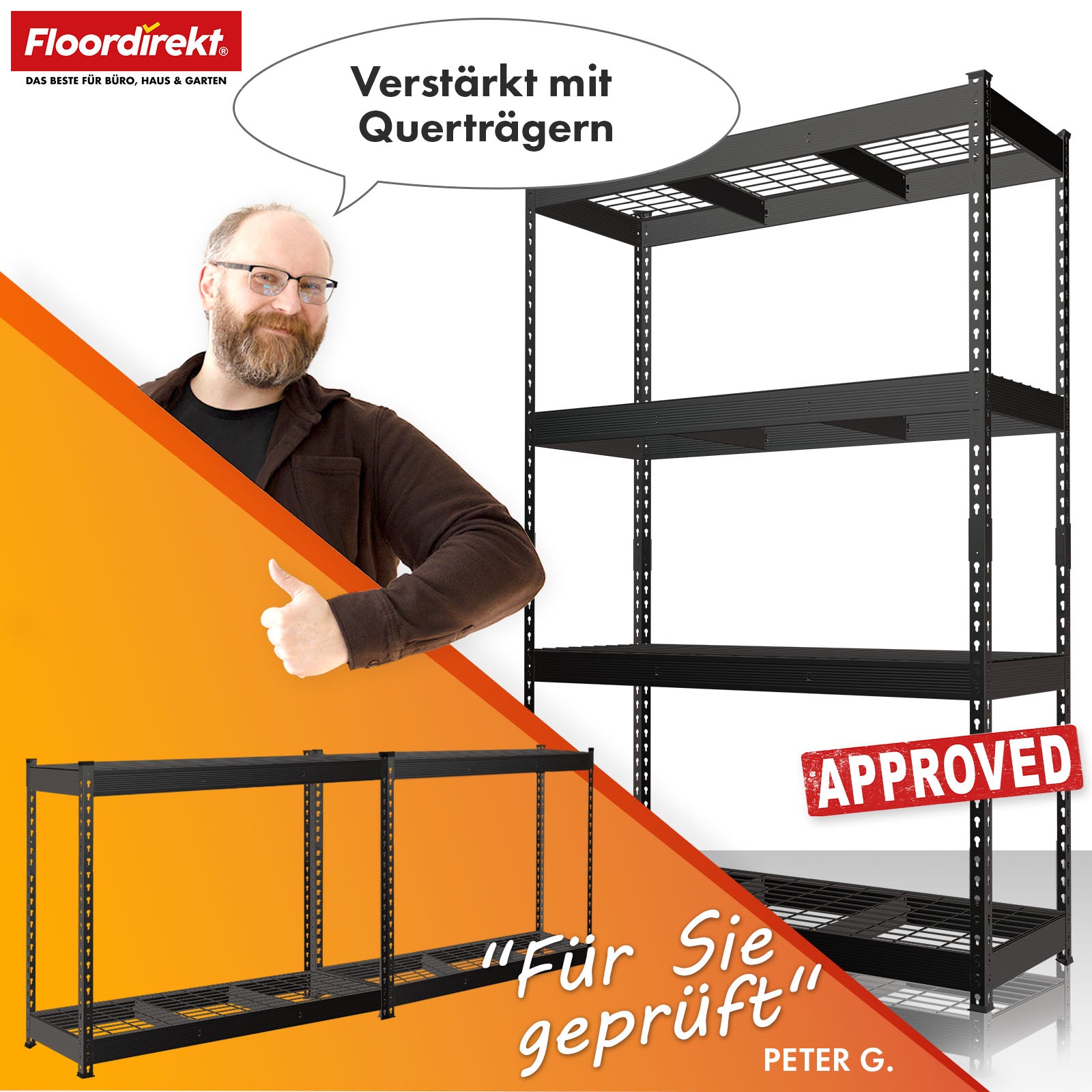 Stalen rekken met gaasplanken | Yukon Rivet | Draagvermogen van 250-350 kg per plank | Diverse maten en kleuren