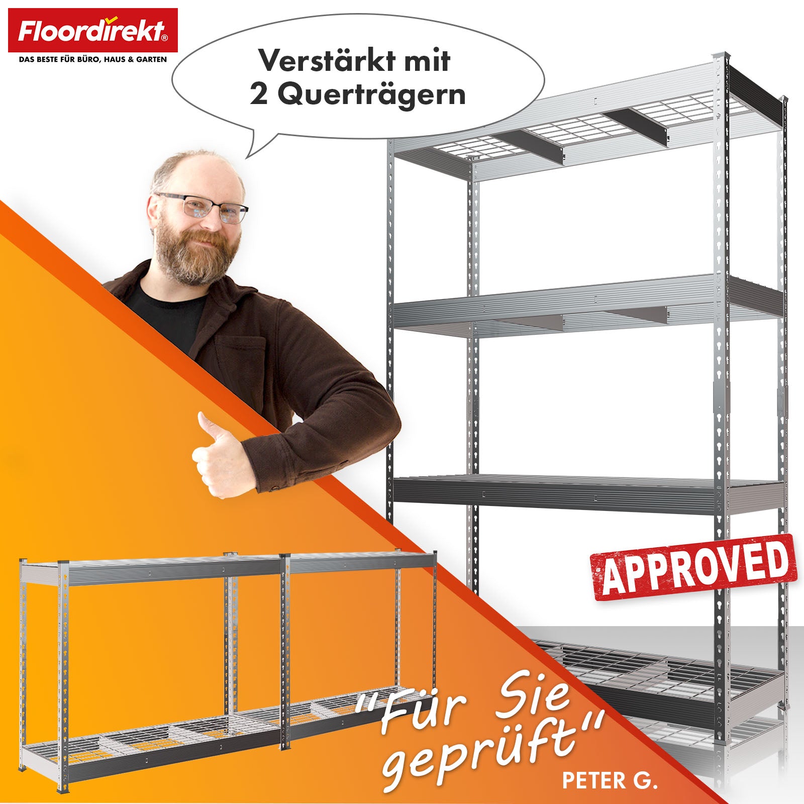 Stalen rekken met gaasplanken | Yukon Rivet | Draagvermogen van 250-350 kg per plank | Diverse maten en kleuren