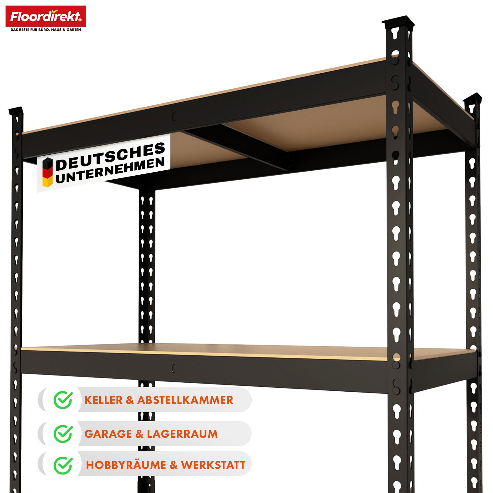 Stellingen voor zwaar gebruik | Rhino | Opbergrekken met 5 legplanken | 1050 kg draagvermogen | Innovatief insteeksysteem | In verschillende kleuren en afmetingen