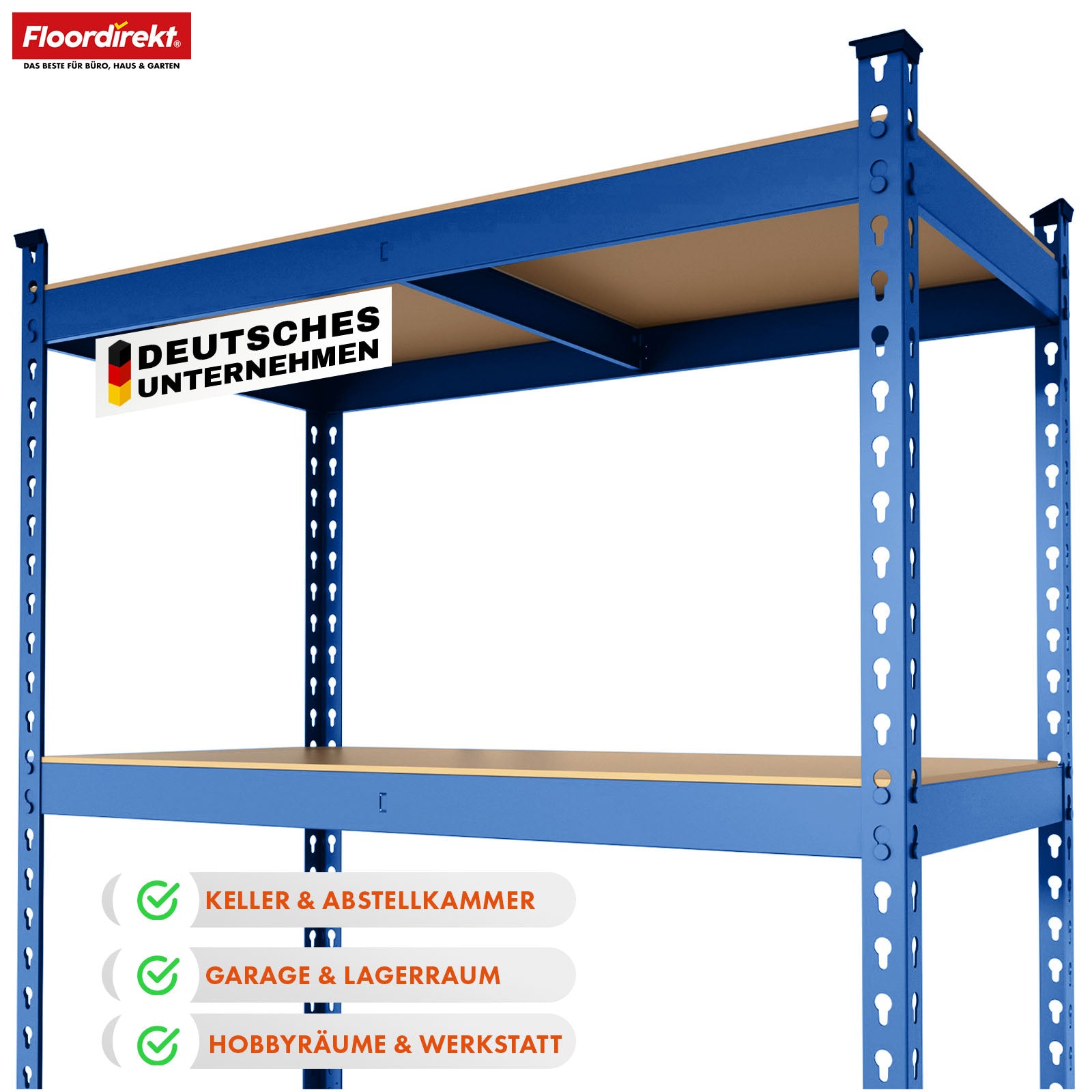 Stellingen voor zwaar gebruik | Rhino | Opbergrekken met 5 legplanken | 1050 kg draagvermogen | Innovatief insteeksysteem | In verschillende kleuren en afmetingen