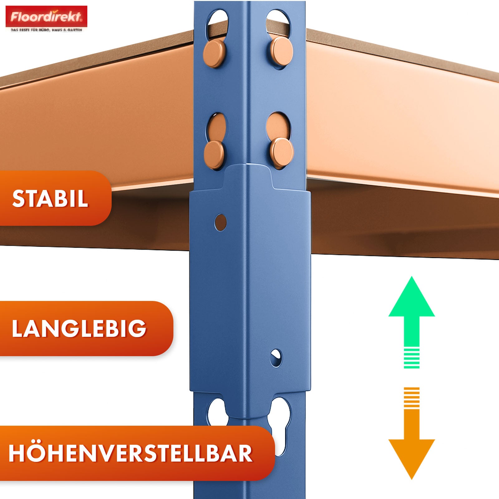 Stellingen voor zwaar gebruik | Rhino | Opbergrekken met 5 legplanken | 1050 kg draagvermogen | Innovatief insteeksysteem | In verschillende kleuren en afmetingen