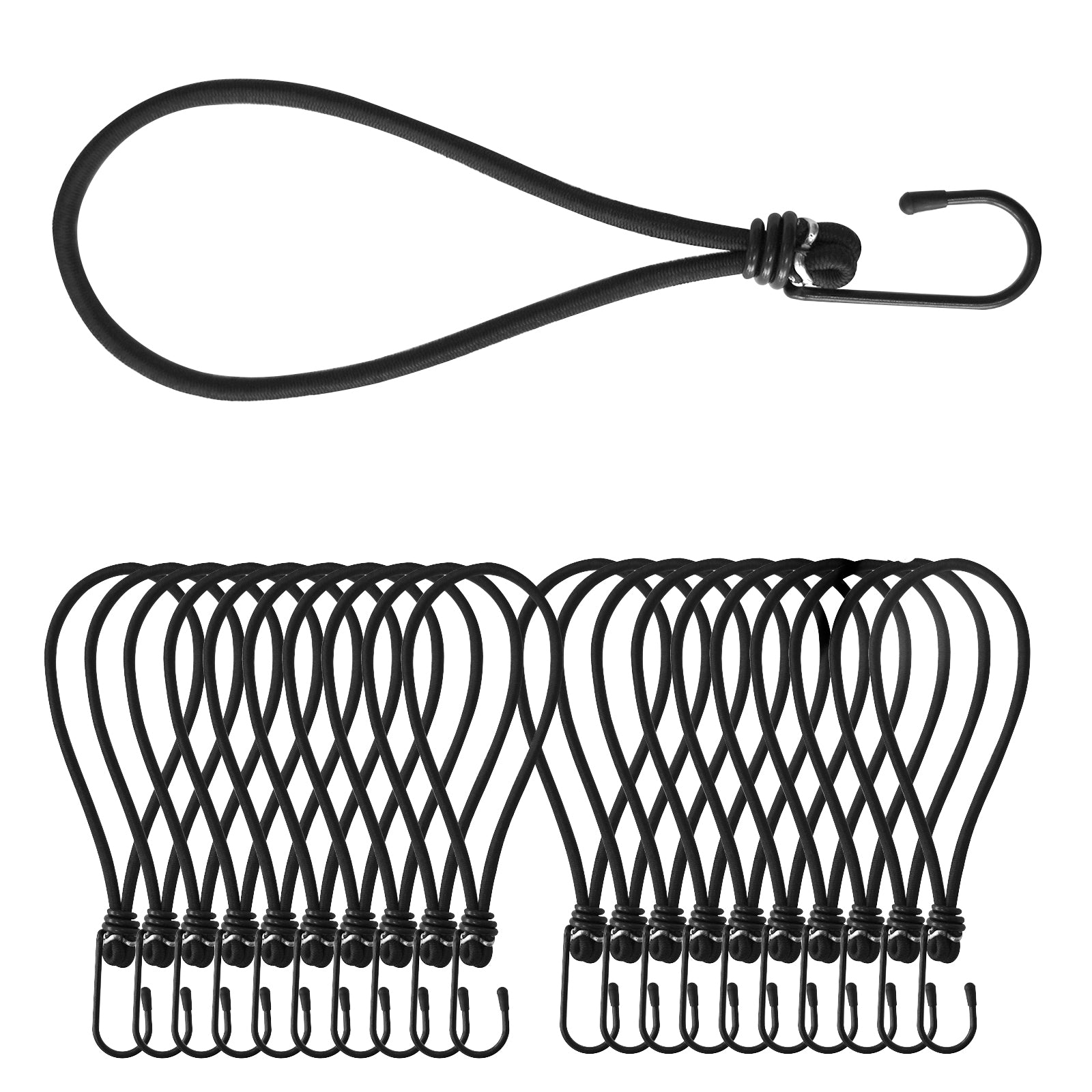 Multifunctionele elastische banden met stalen haken | bevestiging voor dekzeilen netten spandoeken | set van 20
