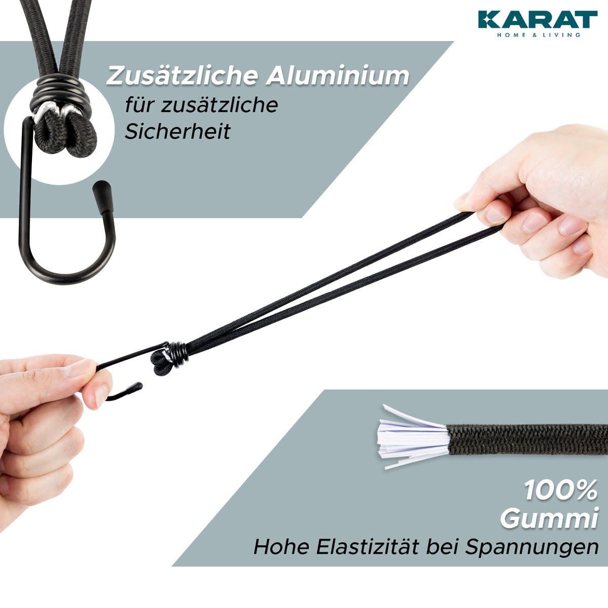 Multifunctionele elastische banden met stalen haken | bevestiging voor dekzeilen netten spandoeken | set van 20