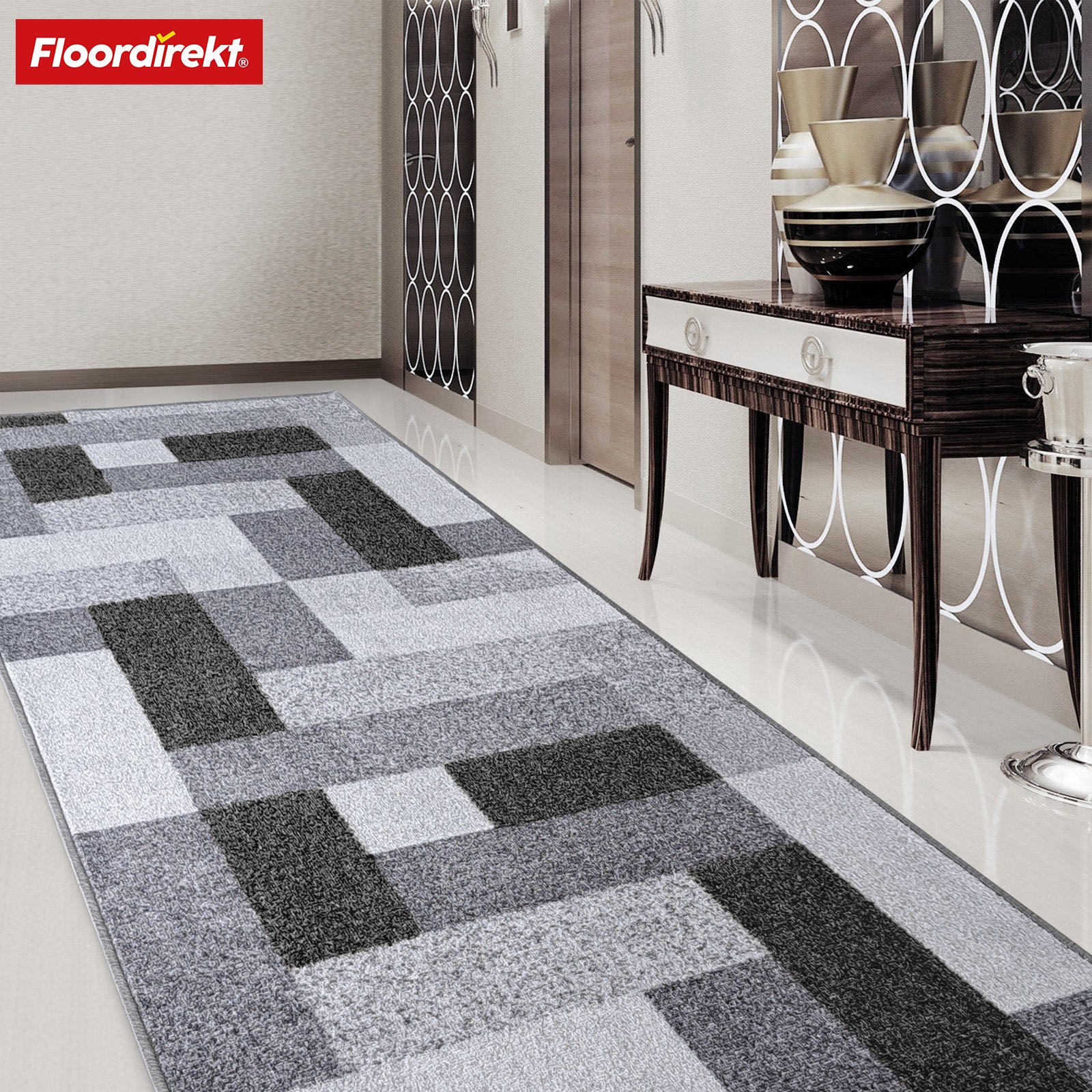Tapijtloper op maat | New York | Antislip met gelrug | Modern design in verschillende kleuren