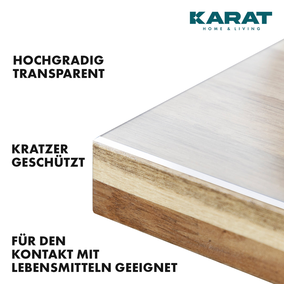 Transparante tafelfolie met afgeschuinde rand | Crystal | Kristalheldere beschermfolie voor tafels | Snijden op maat