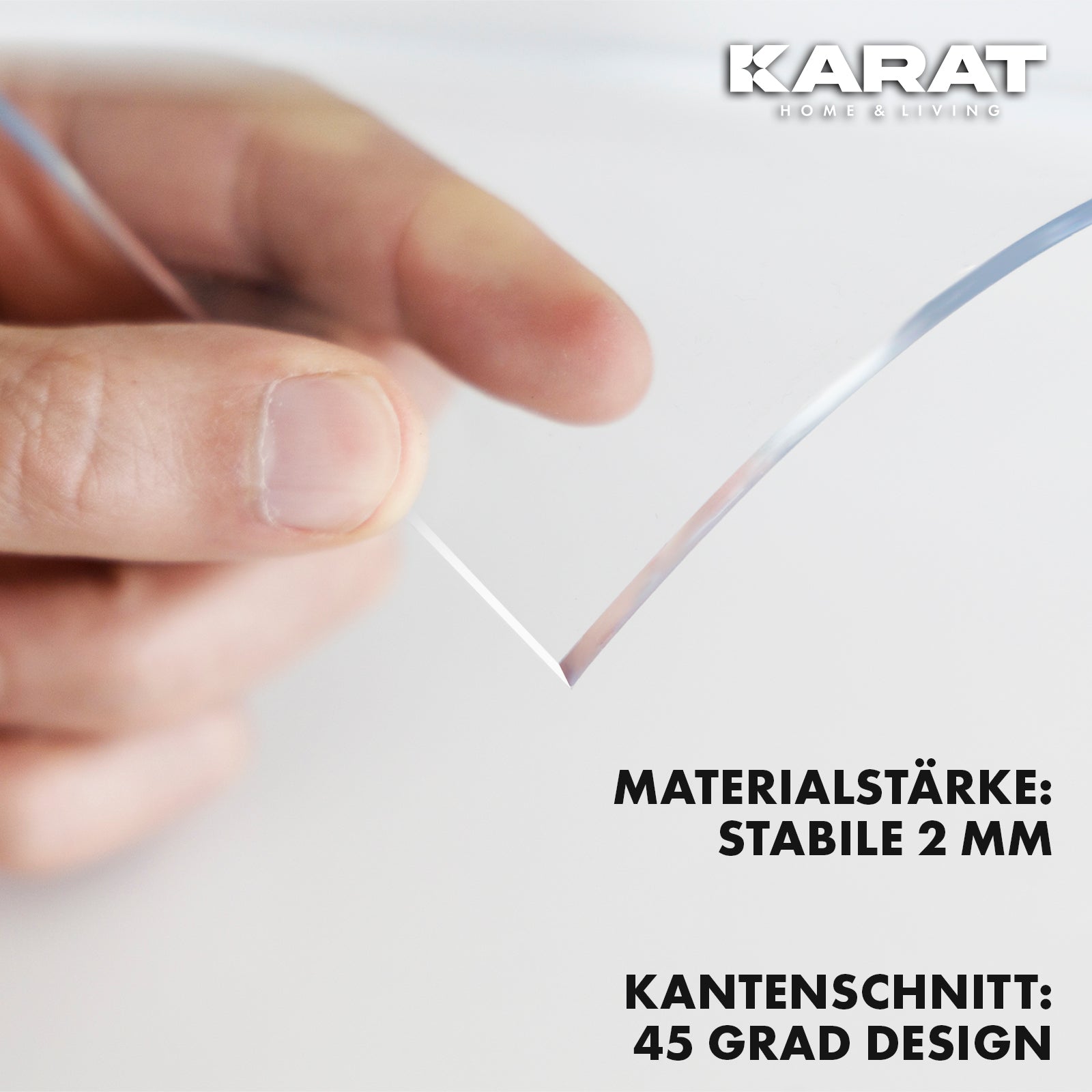Transparante tafelfolie met afgeschuinde rand | Crystal | Kristalheldere beschermfolie voor tafels | Snijden op maat