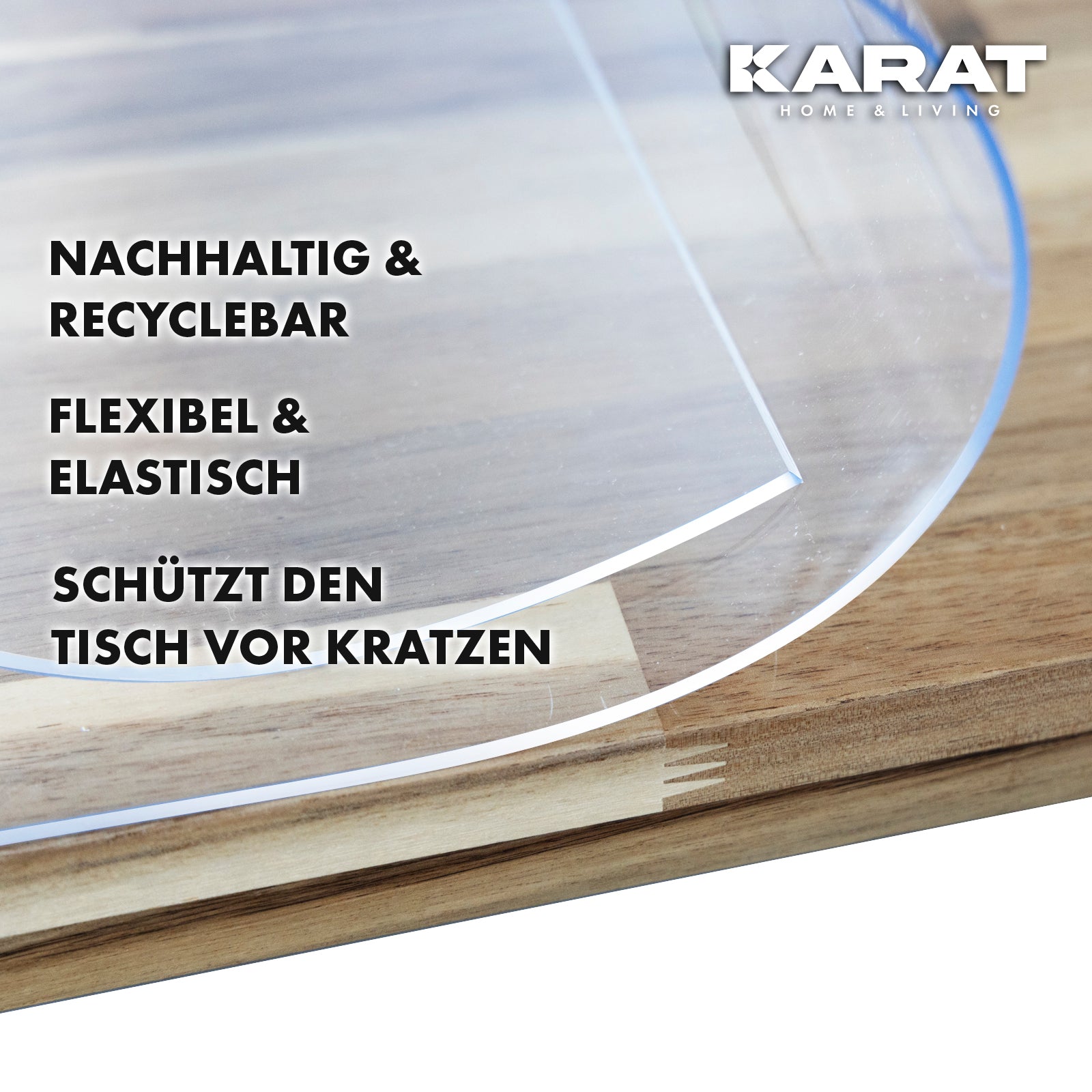 Transparante tafelfolie met afgeschuinde rand | Crystal | Kristalheldere beschermfolie voor tafels | Snijden op maat