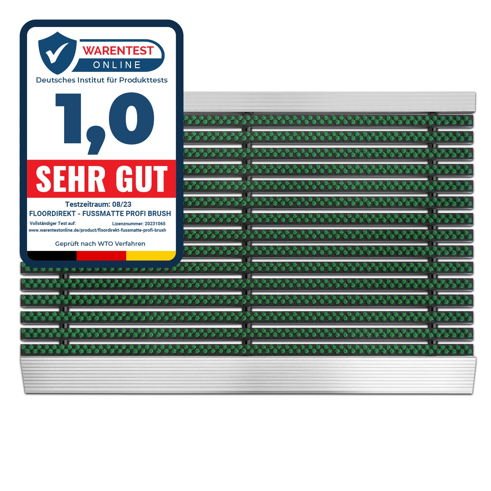 Aluminium deurmat | Profi Brush | met randprofiel | vele kleuren