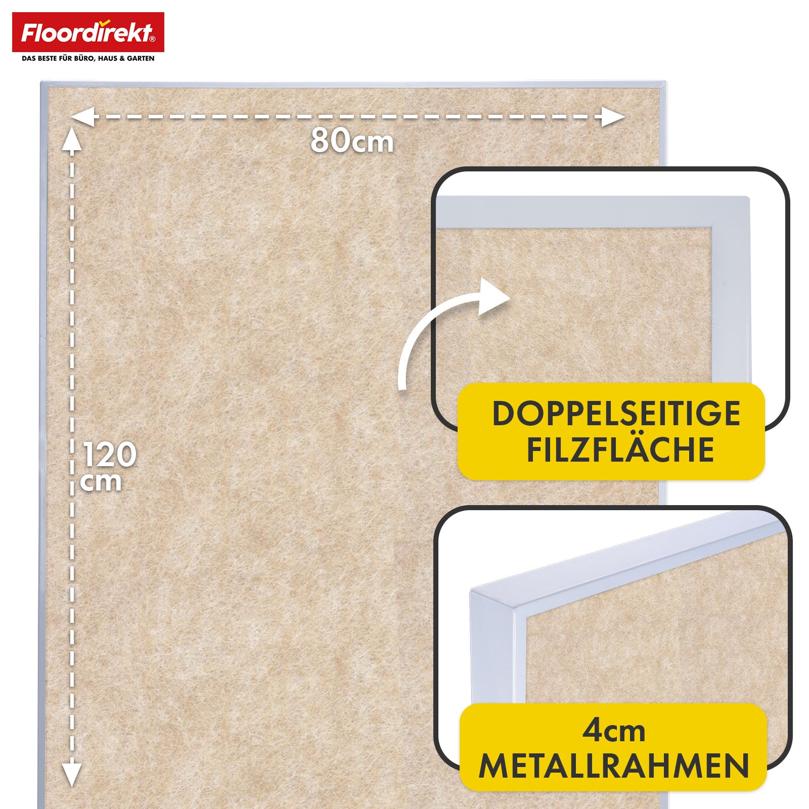 Mobiel presentatiebord | Giant | Dubbelzijdig viltbord 80 x 120 cm met vergrendelbare wielen en opbergvak | Verkrijgbaar in verschillende kleuren