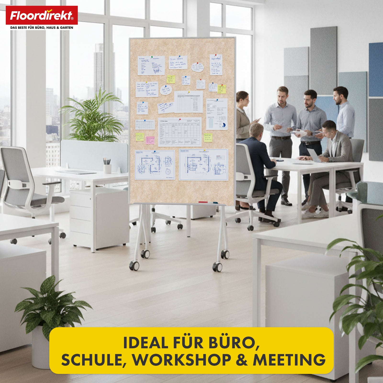 Mobiel presentatiebord | Giant | Dubbelzijdig viltbord 80 x 120 cm met vergrendelbare wielen en opbergvak | Verkrijgbaar in verschillende kleuren