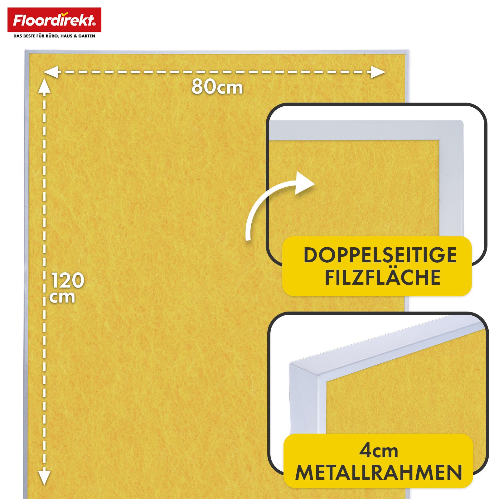 Mobiel presentatiebord | Giant | Dubbelzijdig viltbord 80 x 120 cm met vergrendelbare wielen en opbergvak | Verkrijgbaar in verschillende kleuren