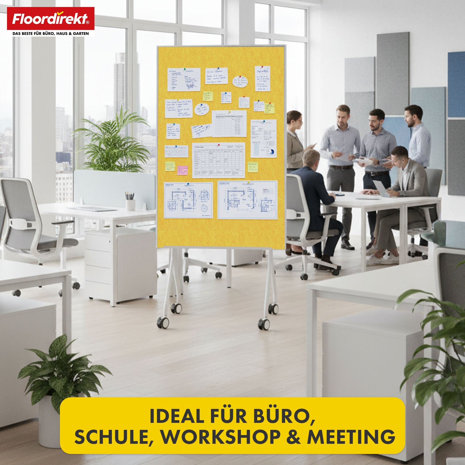 Mobiel presentatiebord | Giant | Dubbelzijdig viltbord 80 x 120 cm met vergrendelbare wielen en opbergvak | Verkrijgbaar in verschillende kleuren