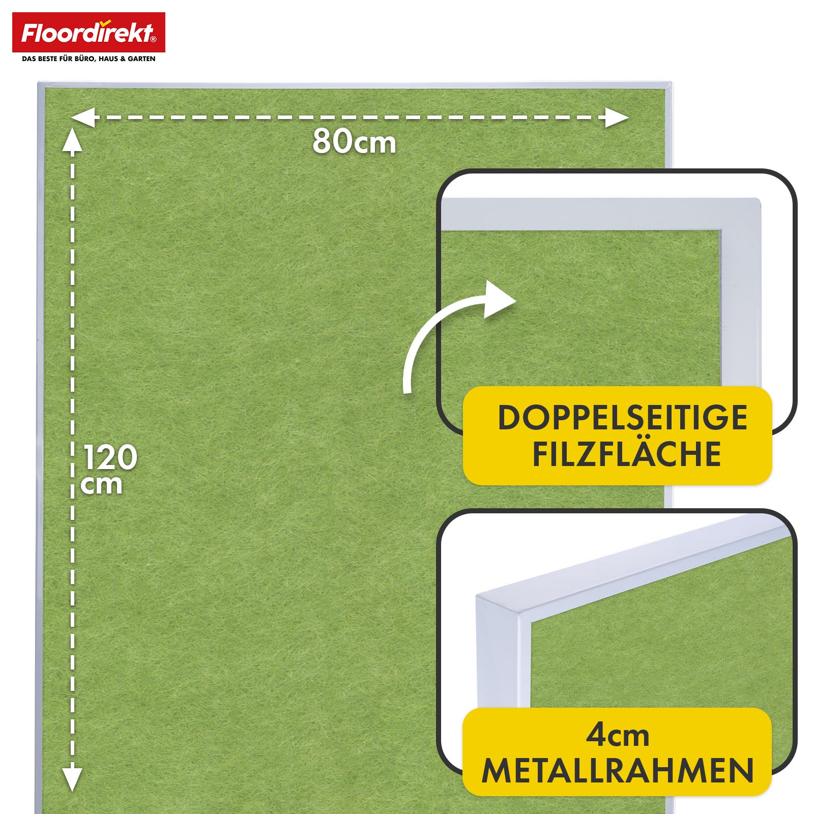 Mobiel presentatiebord | Giant | Dubbelzijdig viltbord 80 x 120 cm met vergrendelbare wielen en opbergvak | Verkrijgbaar in verschillende kleuren