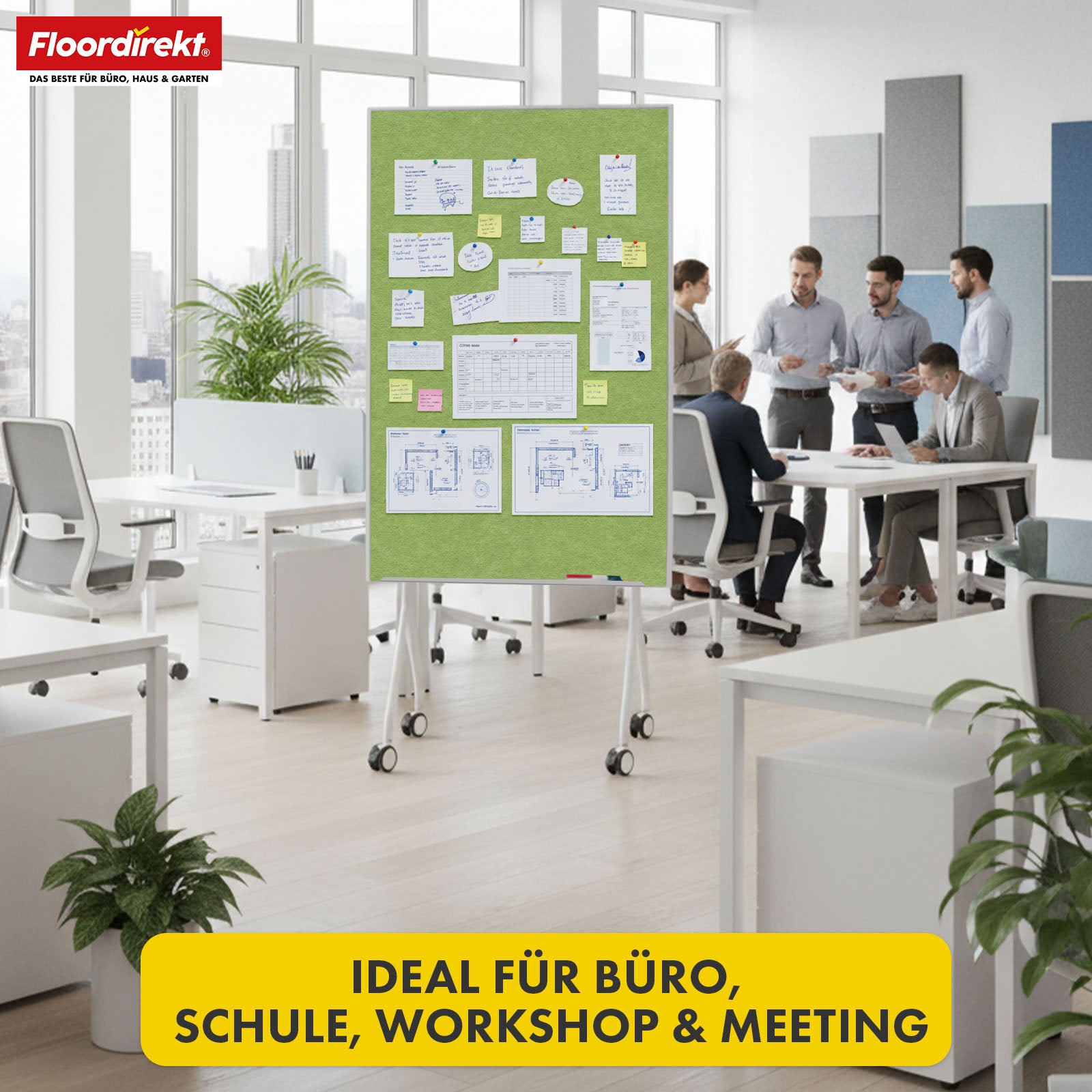 Mobiel presentatiebord | Giant | Dubbelzijdig viltbord 80 x 120 cm met vergrendelbare wielen en opbergvak | Verkrijgbaar in verschillende kleuren