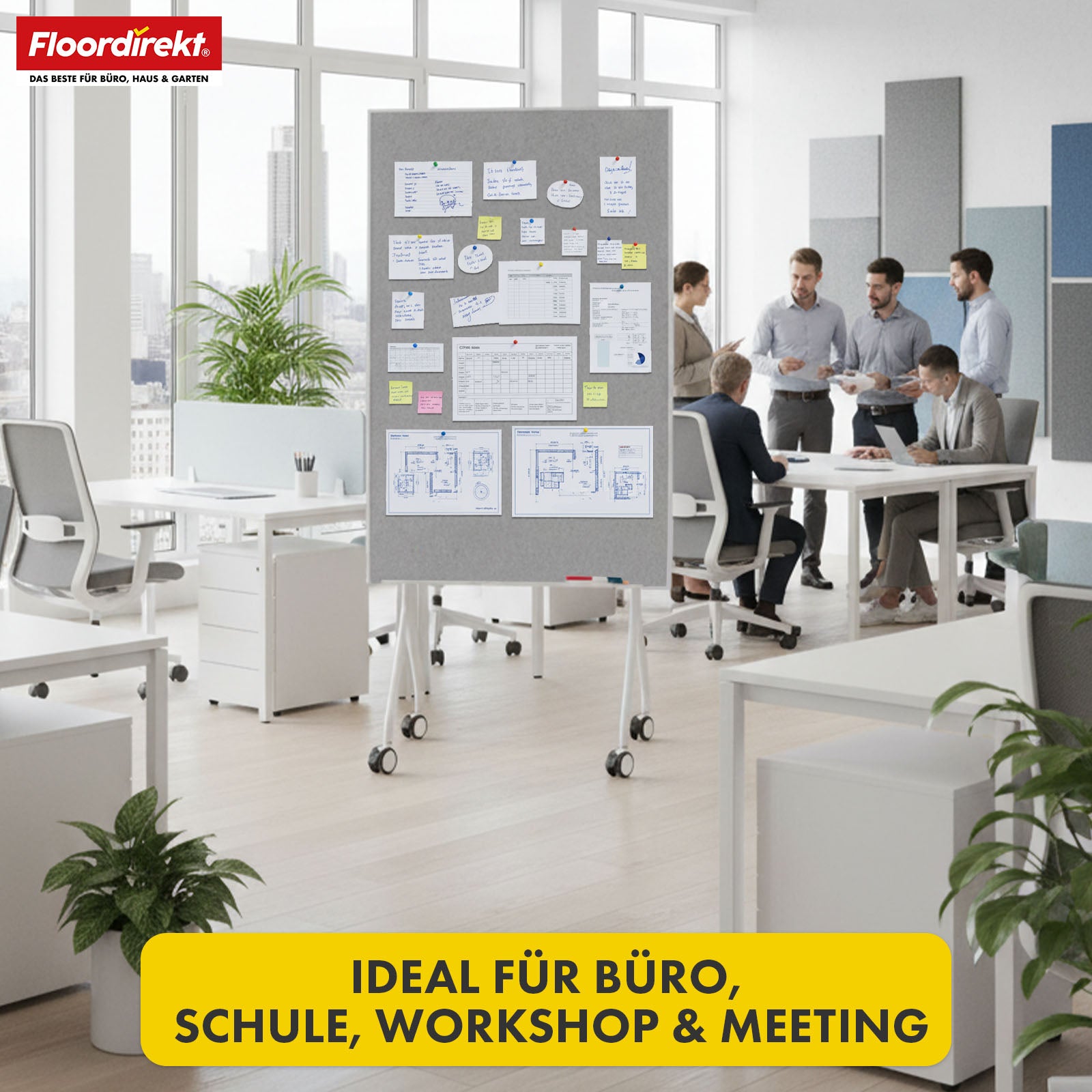 Mobiel presentatiebord | Giant | Dubbelzijdig viltbord 80 x 120 cm met vergrendelbare wielen en opbergvak | Verkrijgbaar in verschillende kleuren