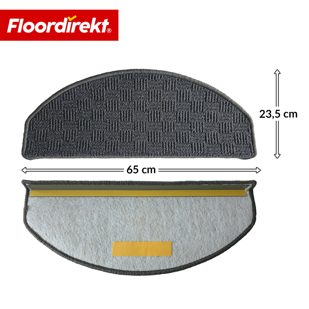 Stufenmat | Monaco | Antislip trapmat van polypropyleen, robuust, geluidsdempend & onderhoudsvriendelijk in halfronde vorm