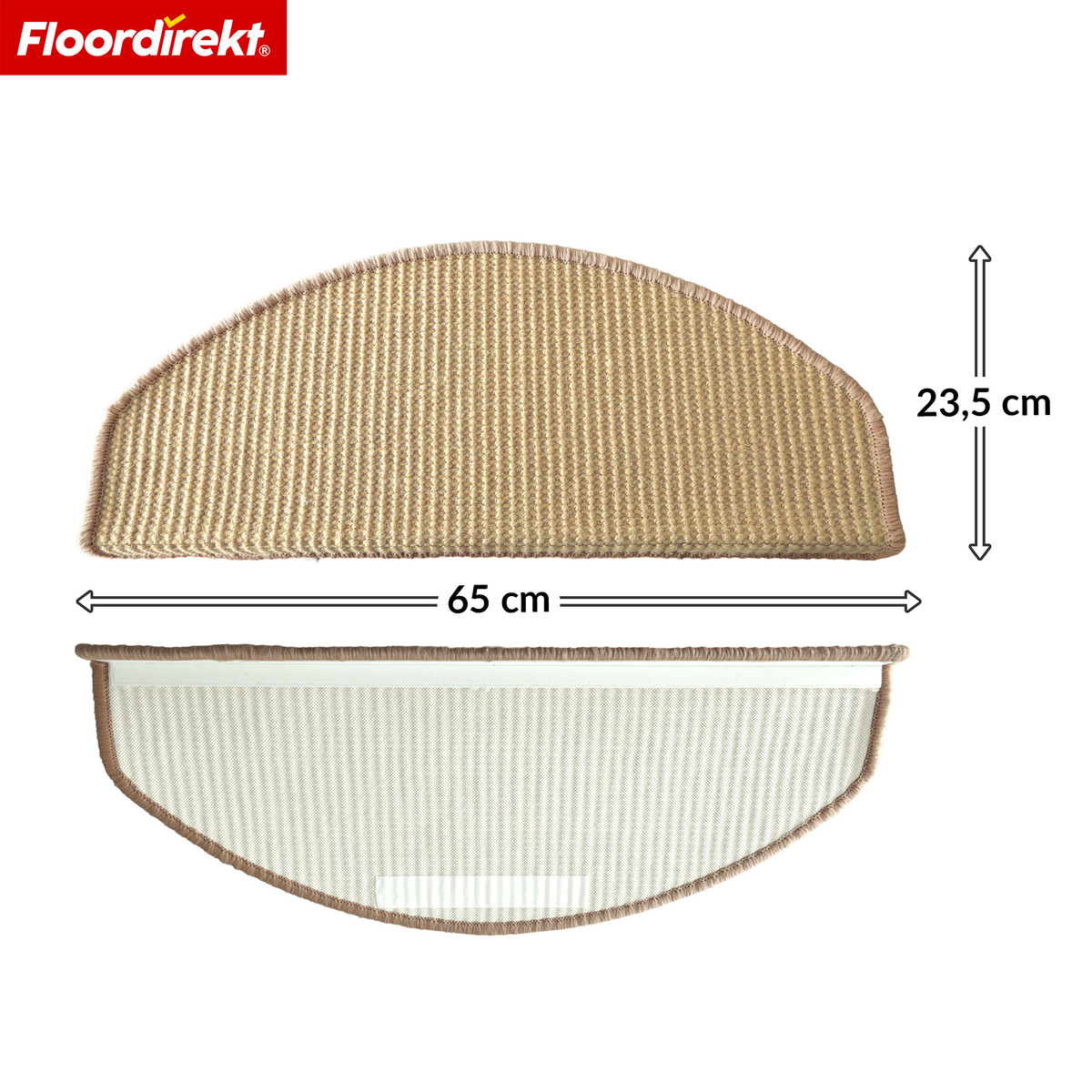 Sisal trapmat | Pearl | Halfronde antislip trapmat, geluiddempend & duurzaam