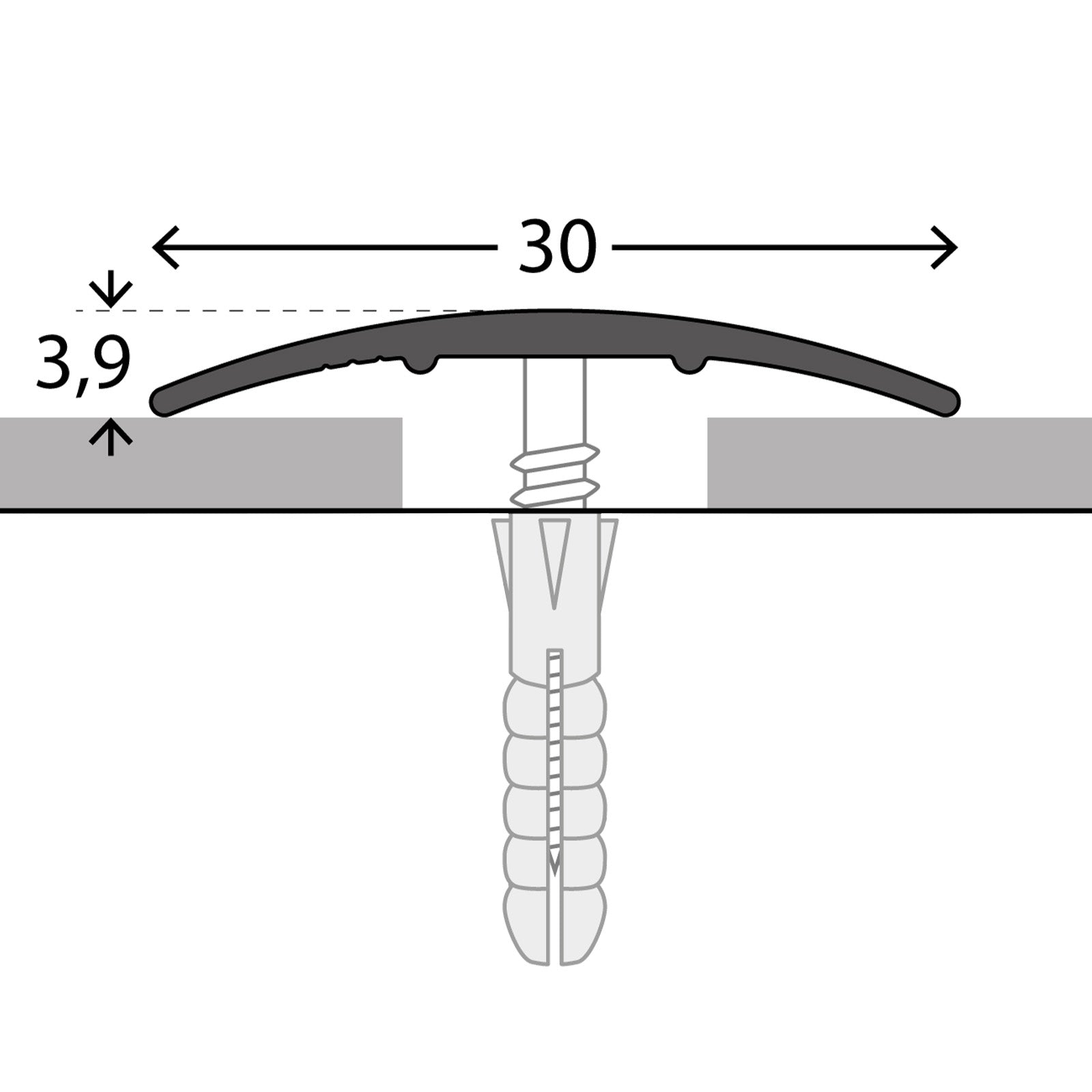 Overgangsprofiel | Overgang tussen vloerbedekkingen | Breedte: 30 mm