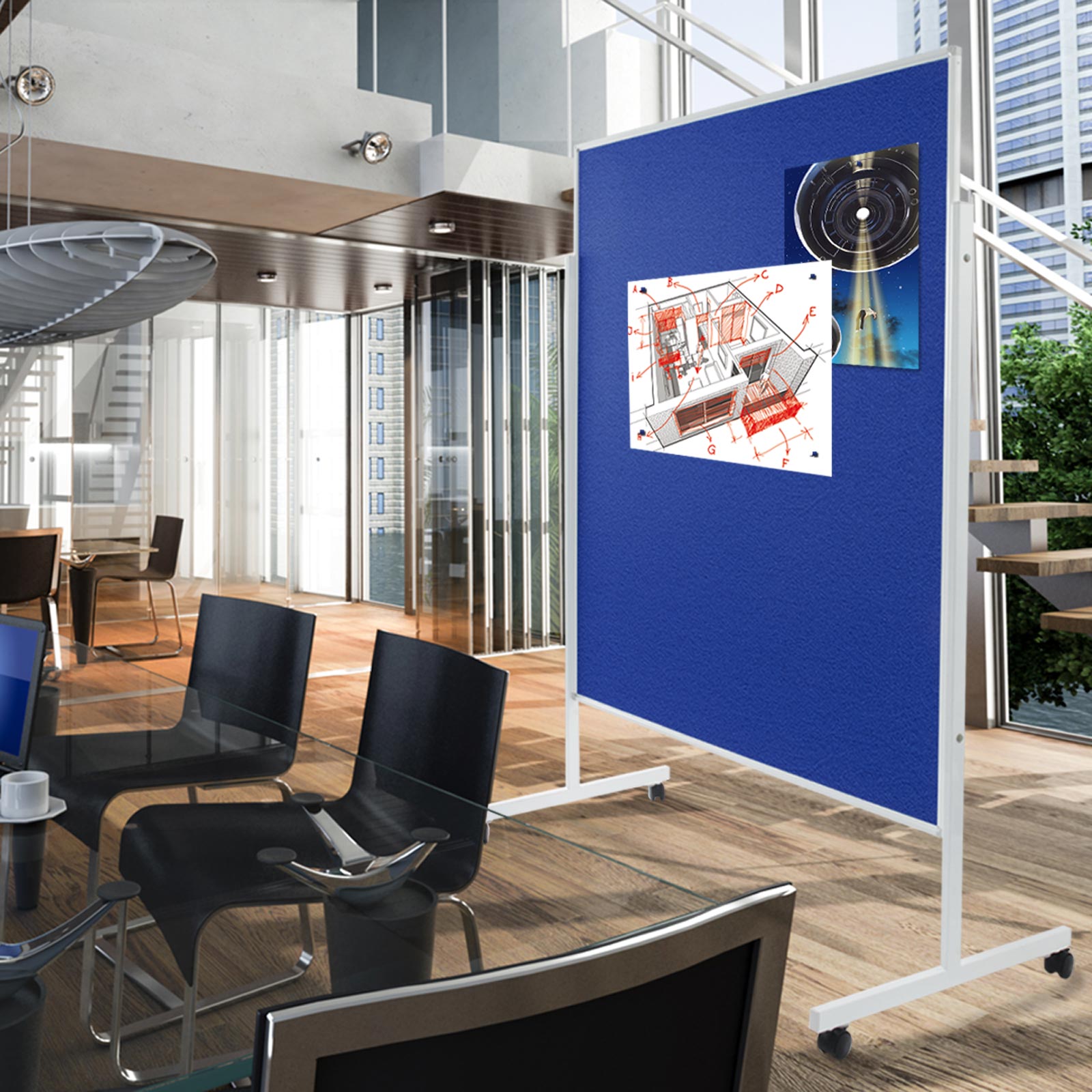Filz-Moderationstafel Klappbar Mit Rollen 150x120 cm 2 Farben | Blauw