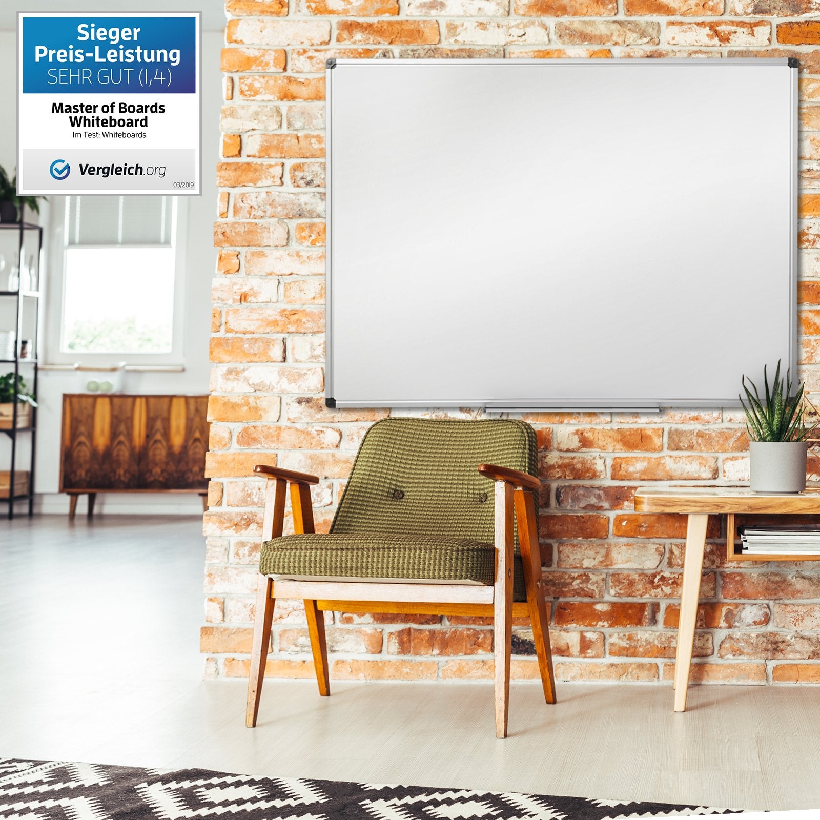 Whiteboard Master of Boards Emailliert Extra kratzfest Viele Grössen | Wit