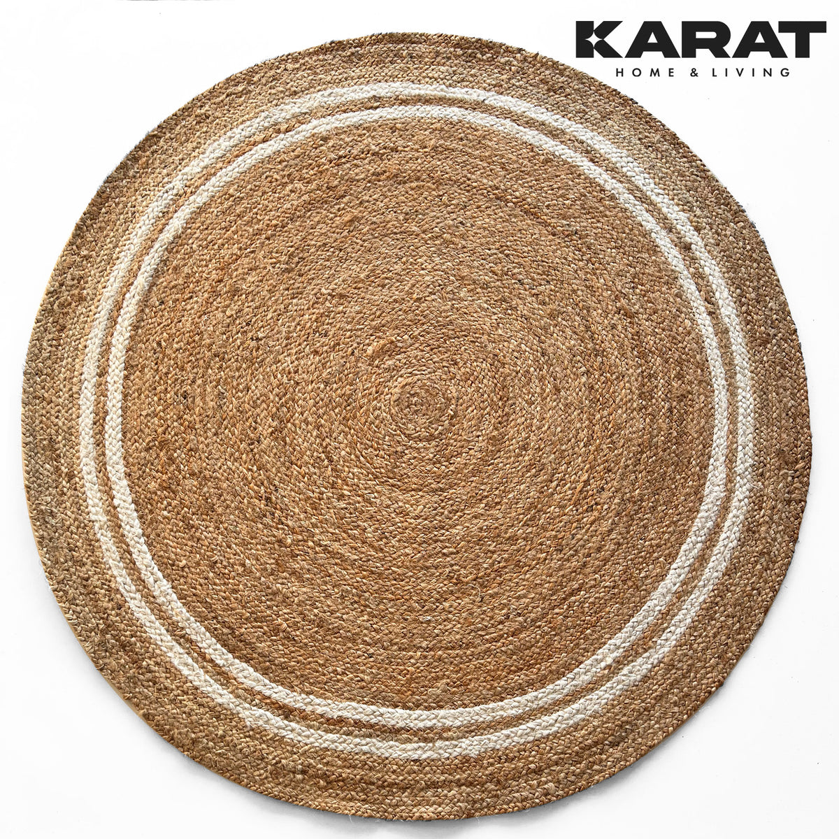 TT Home Jute Vloerkleed Van Natuurlijke Vezels Tapijt Woonkamer Rond Boho Hand Gemaakt, Kleur:Wit, Maat:120 cm Rund