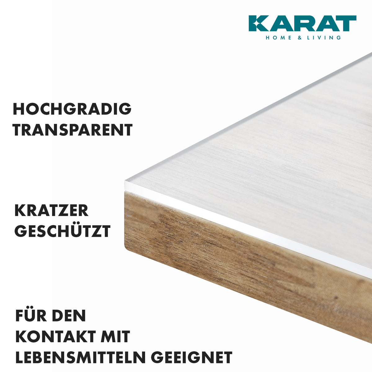 Transparante tafelfolie met rechte snede | Cristal | Kristalheldere beschermfolie voor tafels | Snijden op maat